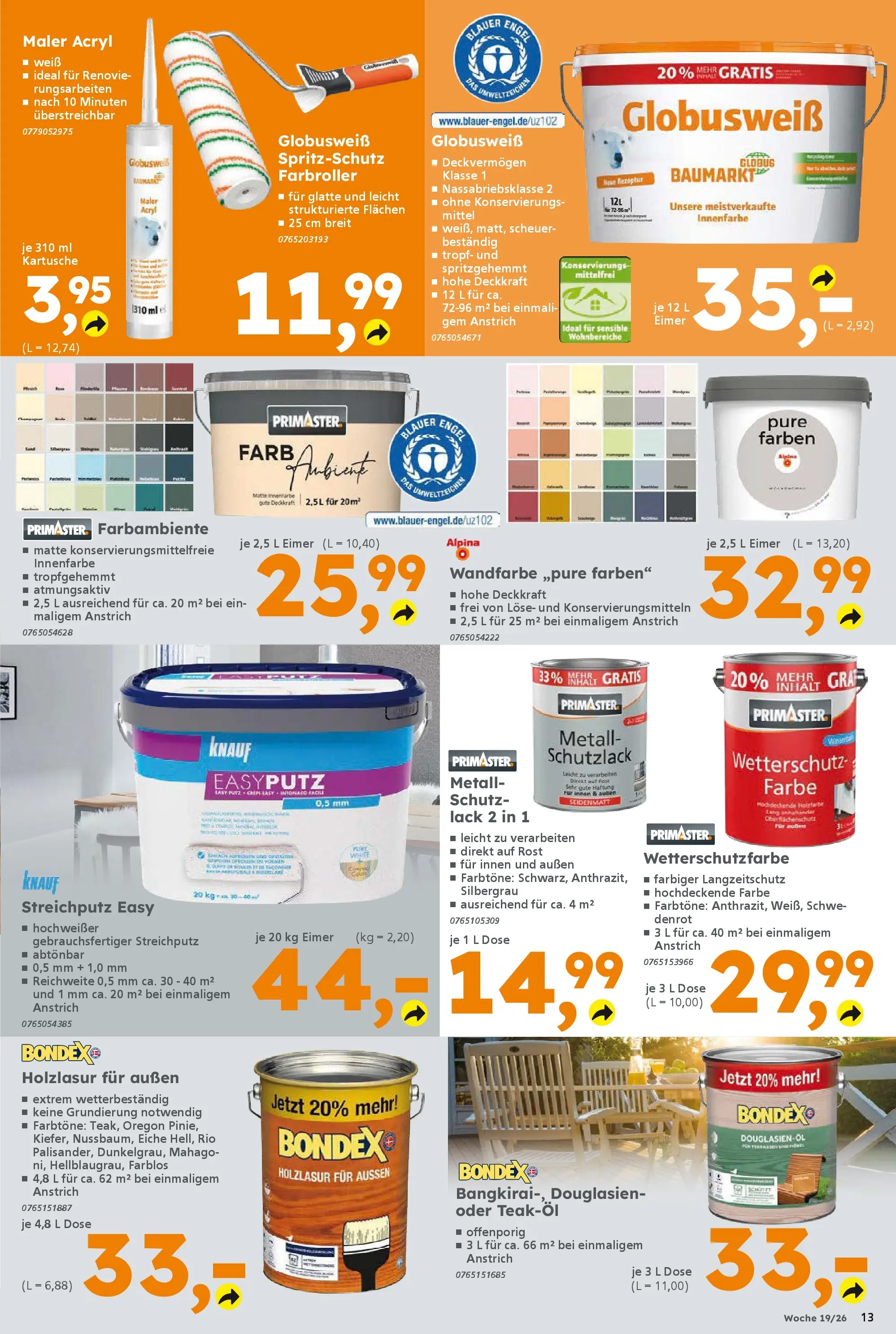 Globus Baumarkt Prospekt Forchheim	 (ab 03.05.2026) zum Blättern | Seite: 13 | Produkte: Wandfarbe