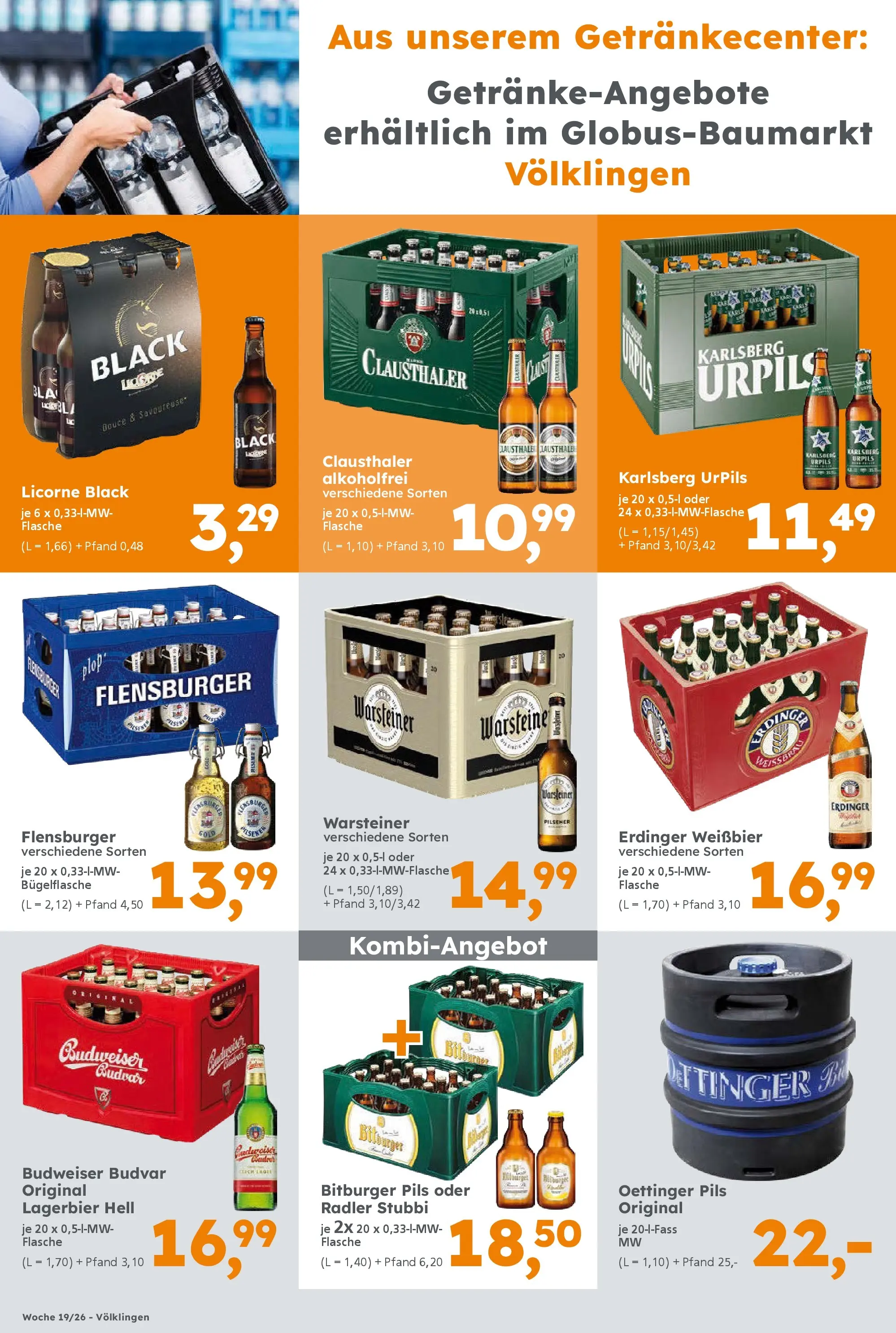 Globus Baumarkt Prospekt Saarbrücken	 (ab 03.05.2026) zum Blättern | Seite: 16 | Produkte: Bitburger, Pils, Flensburger, Budweiser