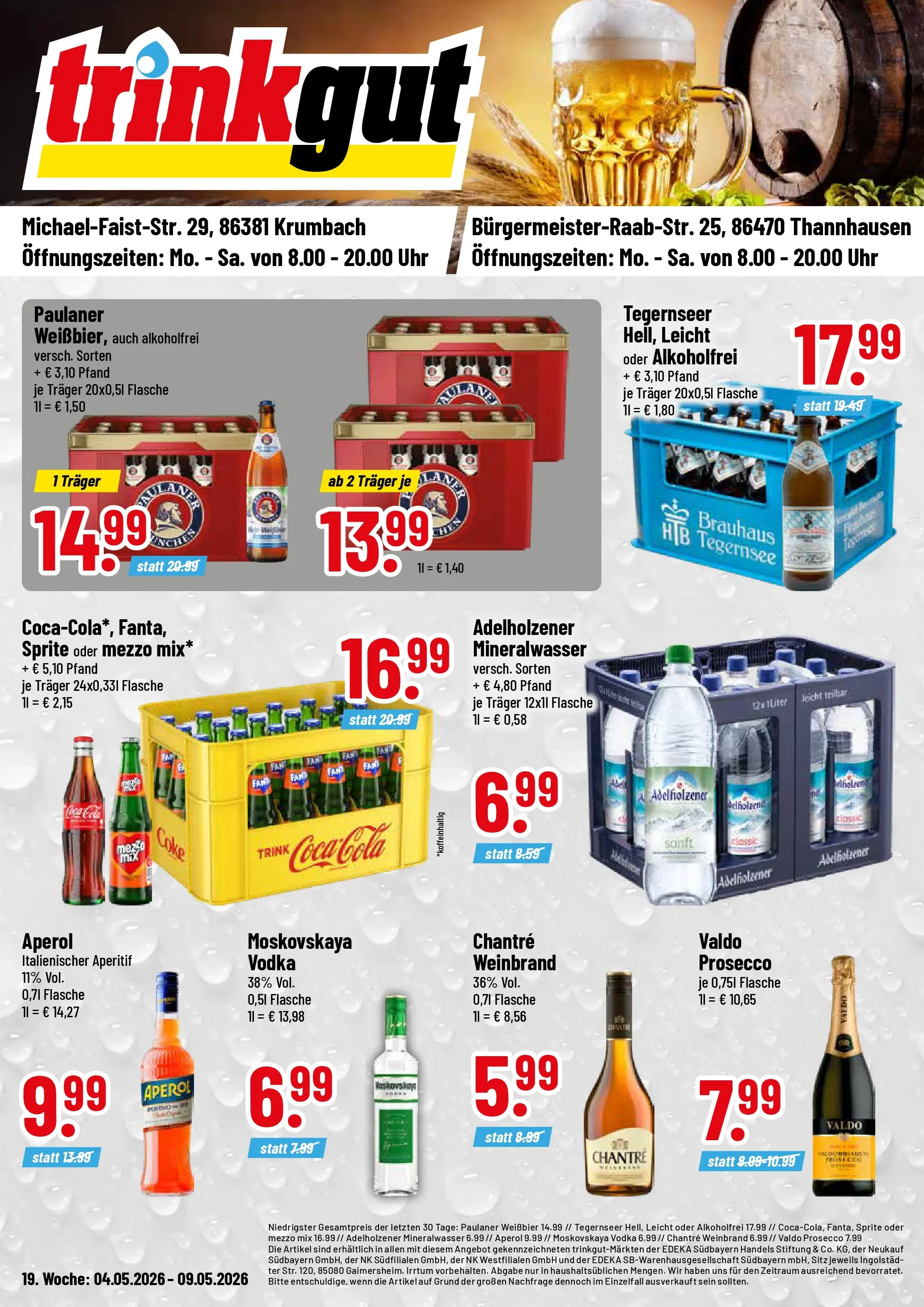 Trinkgut Prospekt Krumbach	 (ab 04.05.2026) » Angebote online | Seite: 1 | Produkte: Mezzo mix, Prosecco, Uhr, Paulaner