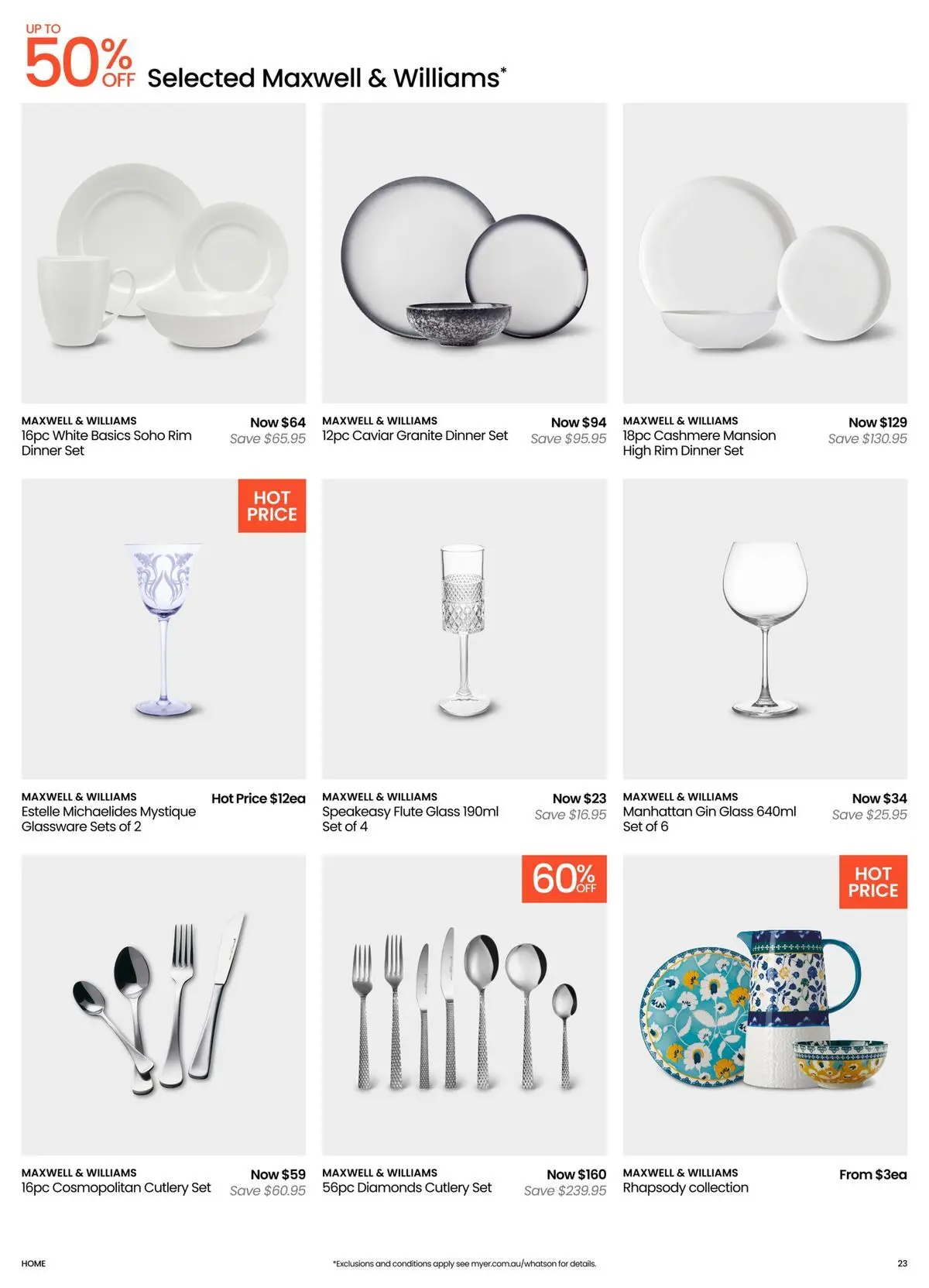 Deals - Kitchen & Dining Essentials - 04/05/2026 > weekly / monthly specials | Page: 23 | Products: Cutlery, Dinner set, Glassware, Gin