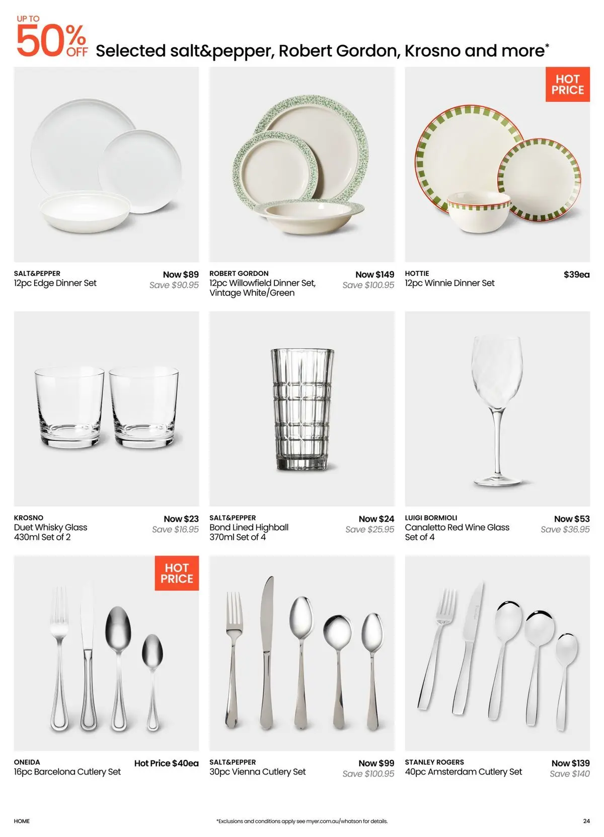 Deals - Kitchen & Dining Essentials - 04/05/2026 > weekly / monthly specials | Page: 24 | Products: Cutlery, Dinner set, Wine