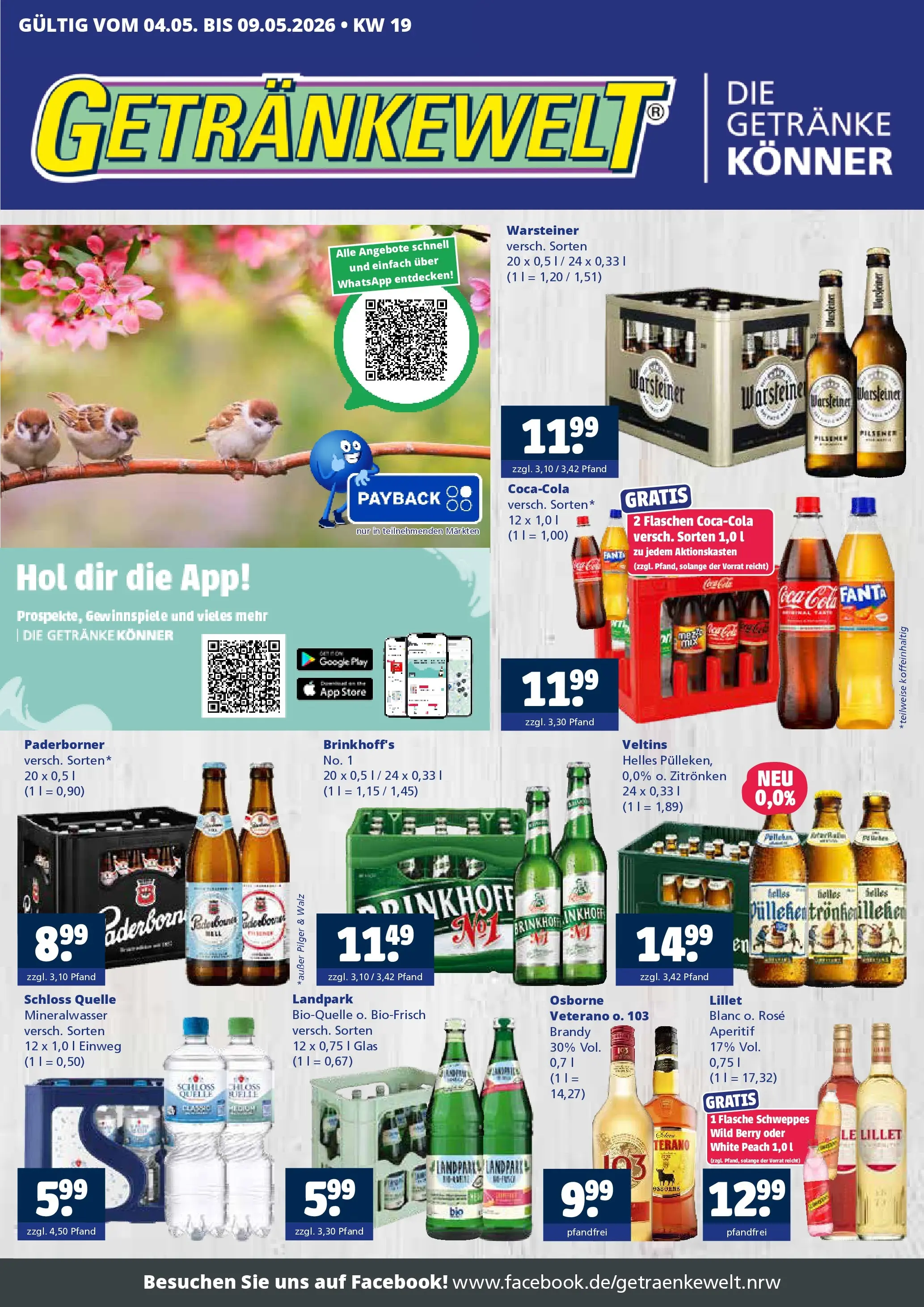 Angebote - Getränkewelt HSE: Getränkeangebote (ab 03.05.2026) zum Blättern | Seite: 1 | Produkte: Osborne, Schweppes, Mineralwasser, Warsteiner