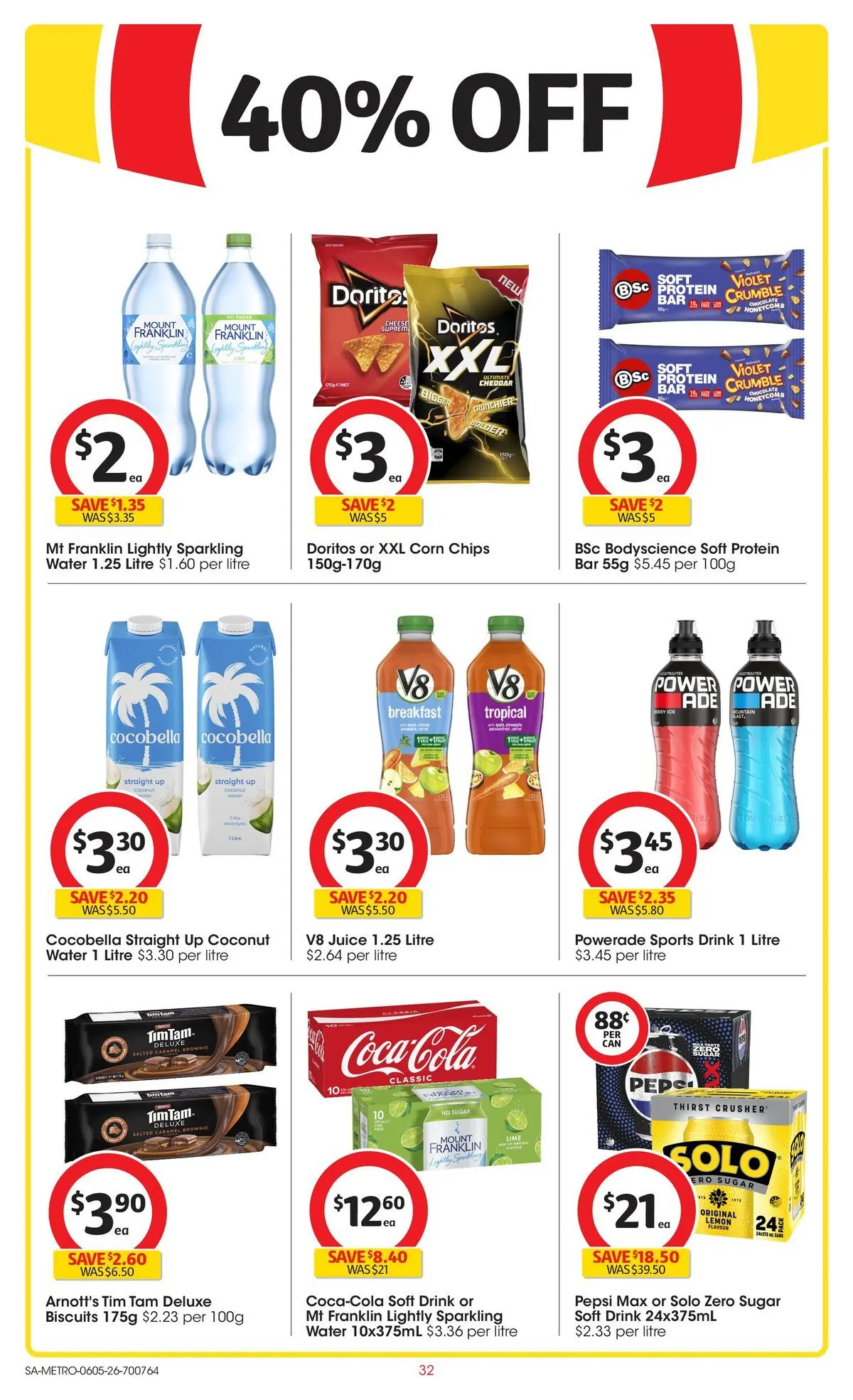 ﻿Coles catalogue valid from 05/05/2026 > Online Australia | Page: 32 | Products: Chips, Water, Sugar, Pepsi Max