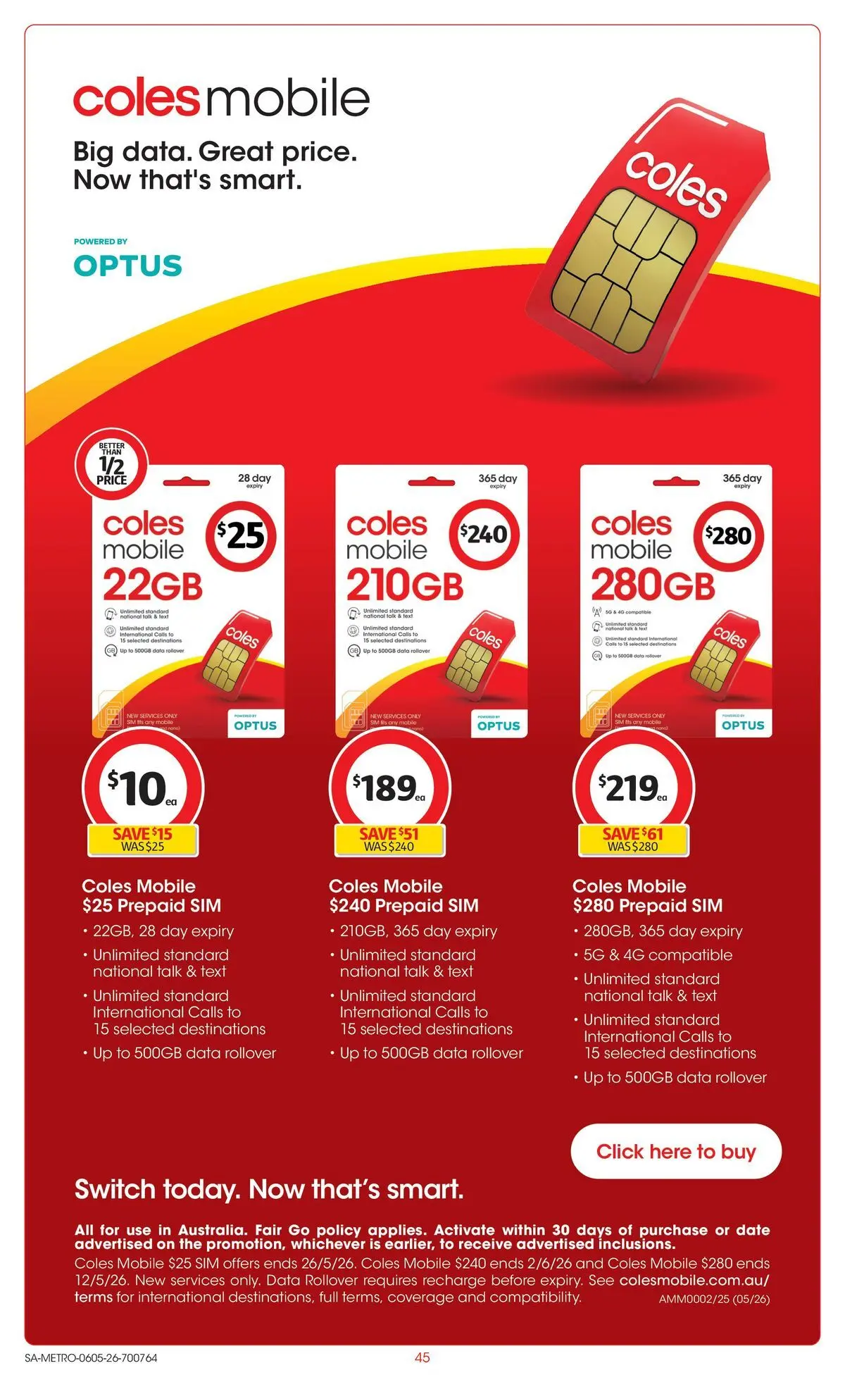 ﻿Coles catalogue valid from 05/05/2026 > Online Australia | Page: 45 | Products: Date, Mobile