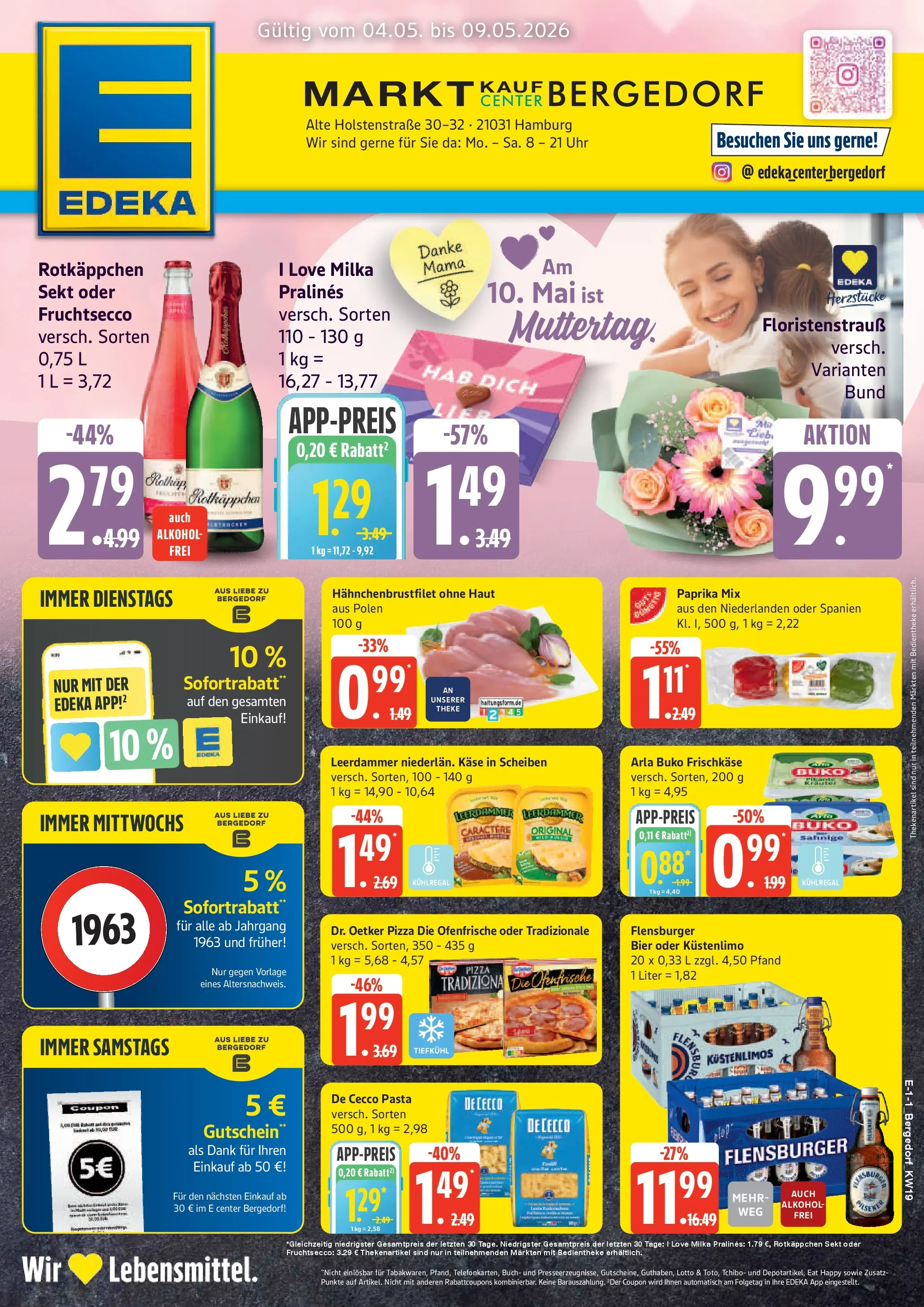 Edeka prospekt Hamburg	 (ab 04.05.2026) » Angebote Online | Seite: 1 | Produkte: Theke, Milka, Leerdammer, Frischkase