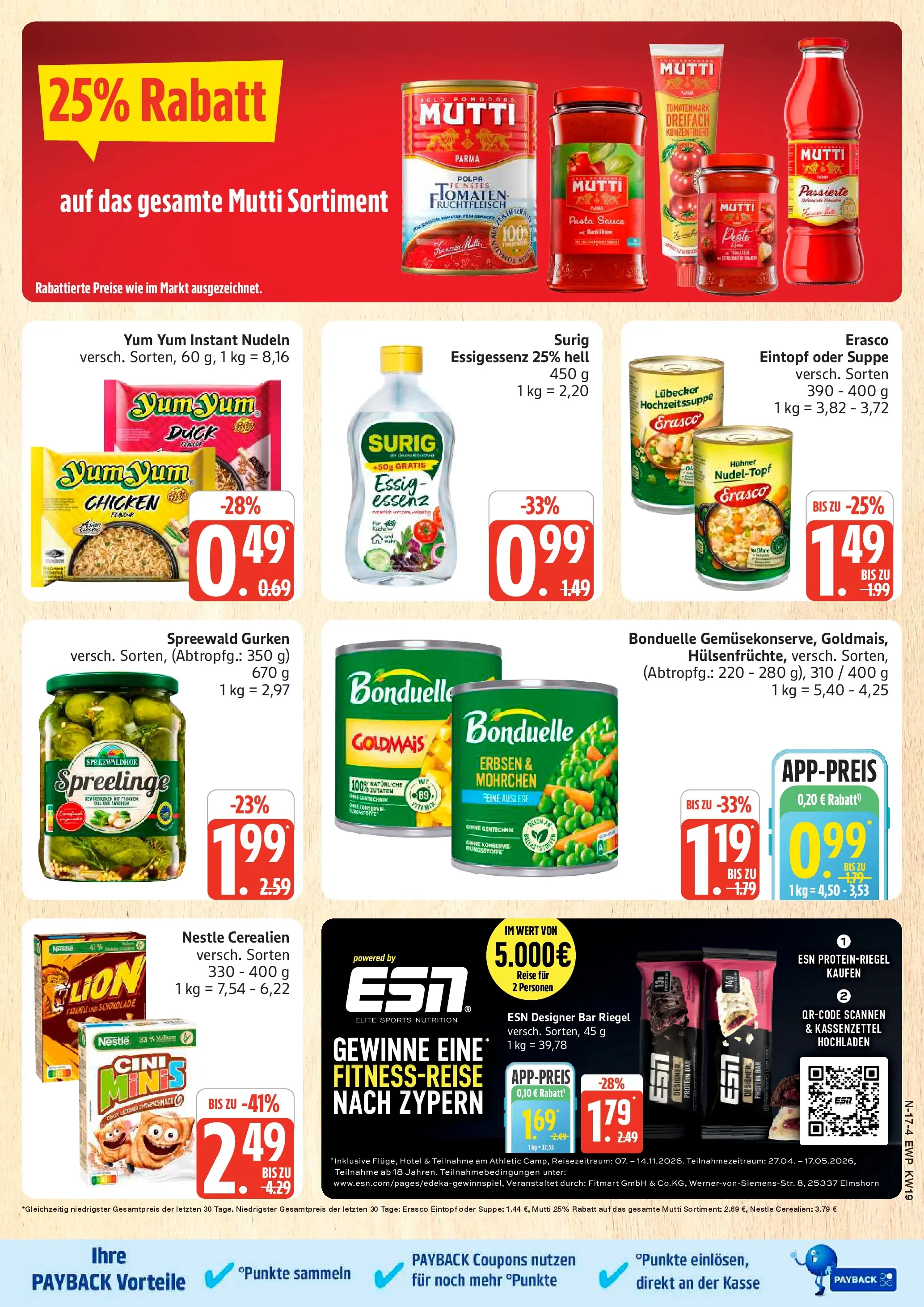 Edeka prospekt Rostock	 (ab 04.05.2026) » Angebote Online | Seite: 17 | Produkte: Essig, Pasta, Erasco, Erbsen