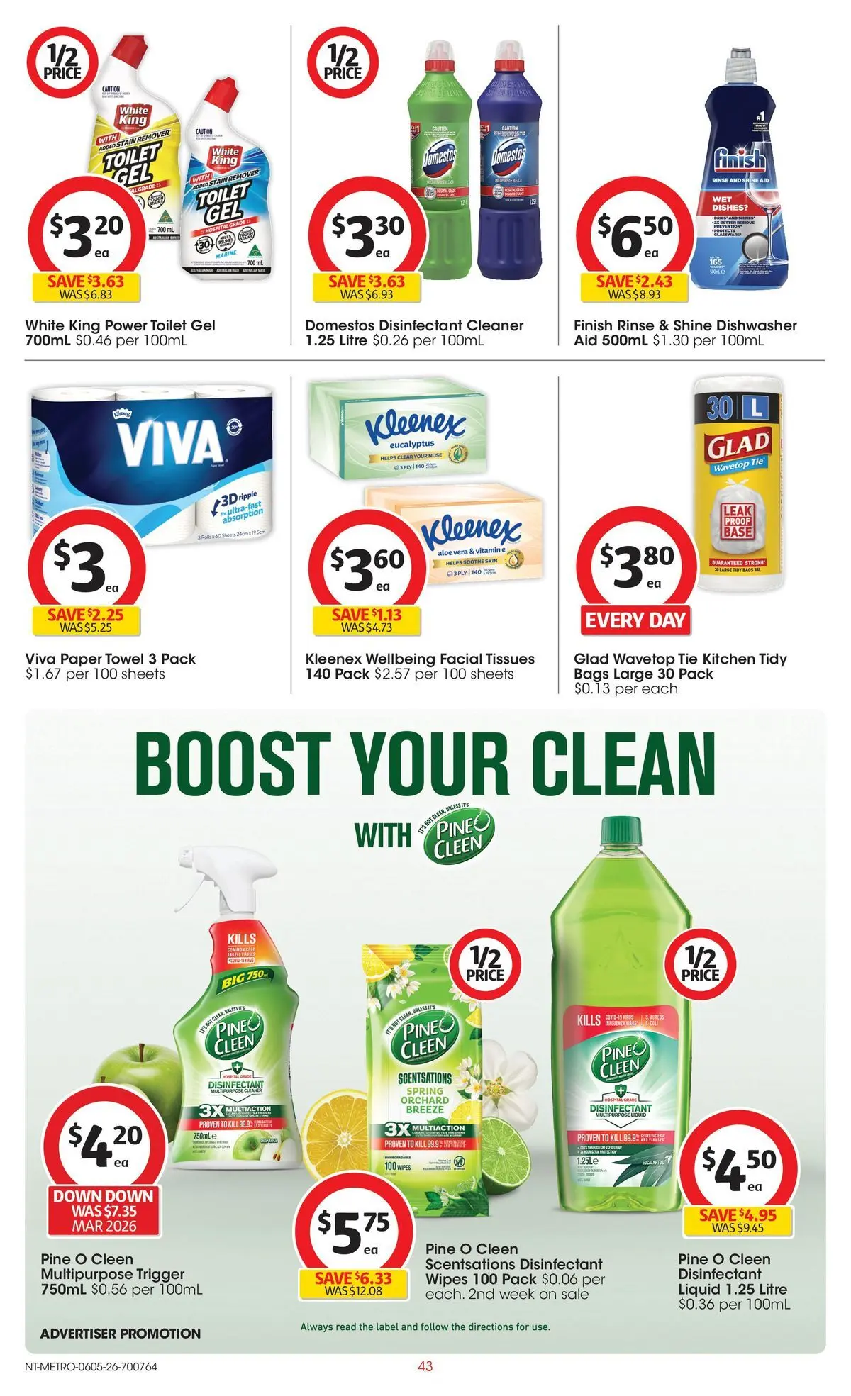 ﻿Coles catalogue valid from 05/05/2026 > Online Australia | Page: 43 | Products: Cleaner, Glassware, Dishwasher, Tissues