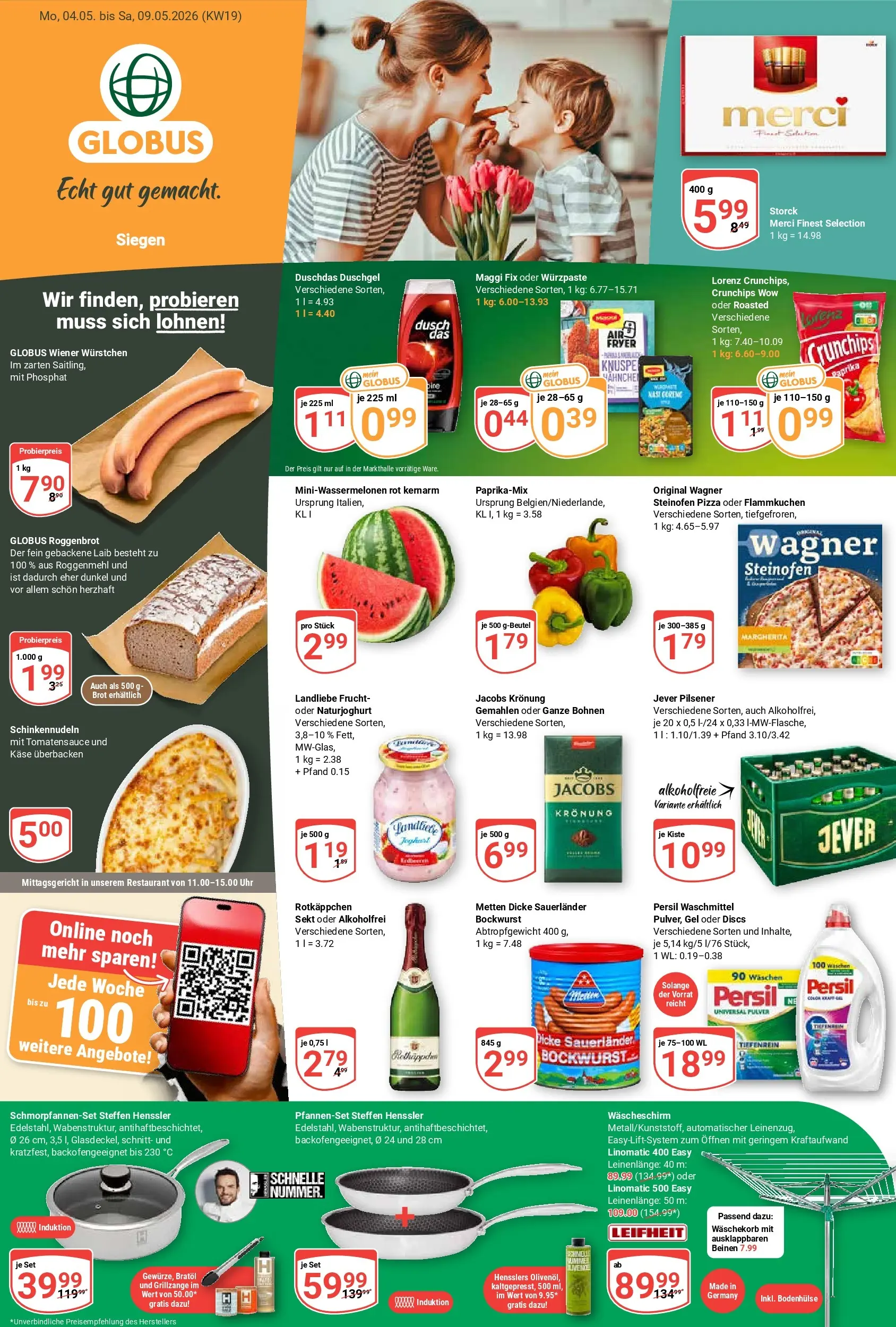 Globus Prospekt Siegen	 (ab 04.05.2026) » Angebote online | Seite: 5 | Produkte: Wiener wurstchen, Duschdas, Maggi fix, Brot