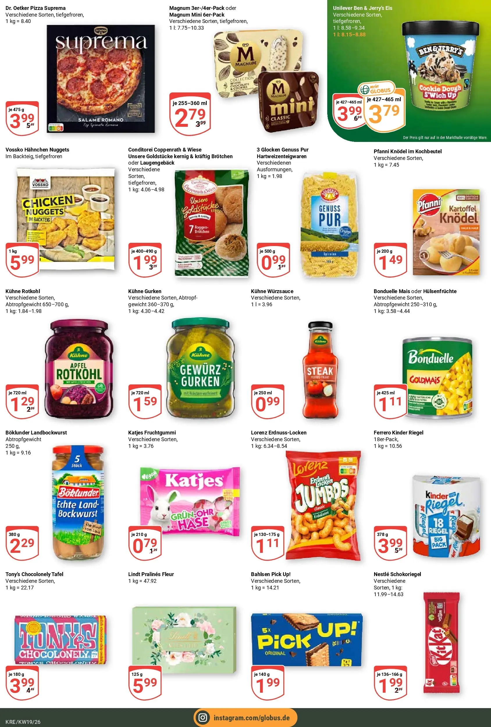 Globus Prospekt Krefeld	 (ab 03.05.2026) » Angebote online | Seite: 7 | Produkte: Äpfel, Kinder riegel, Ben & Jerry's, Pizza