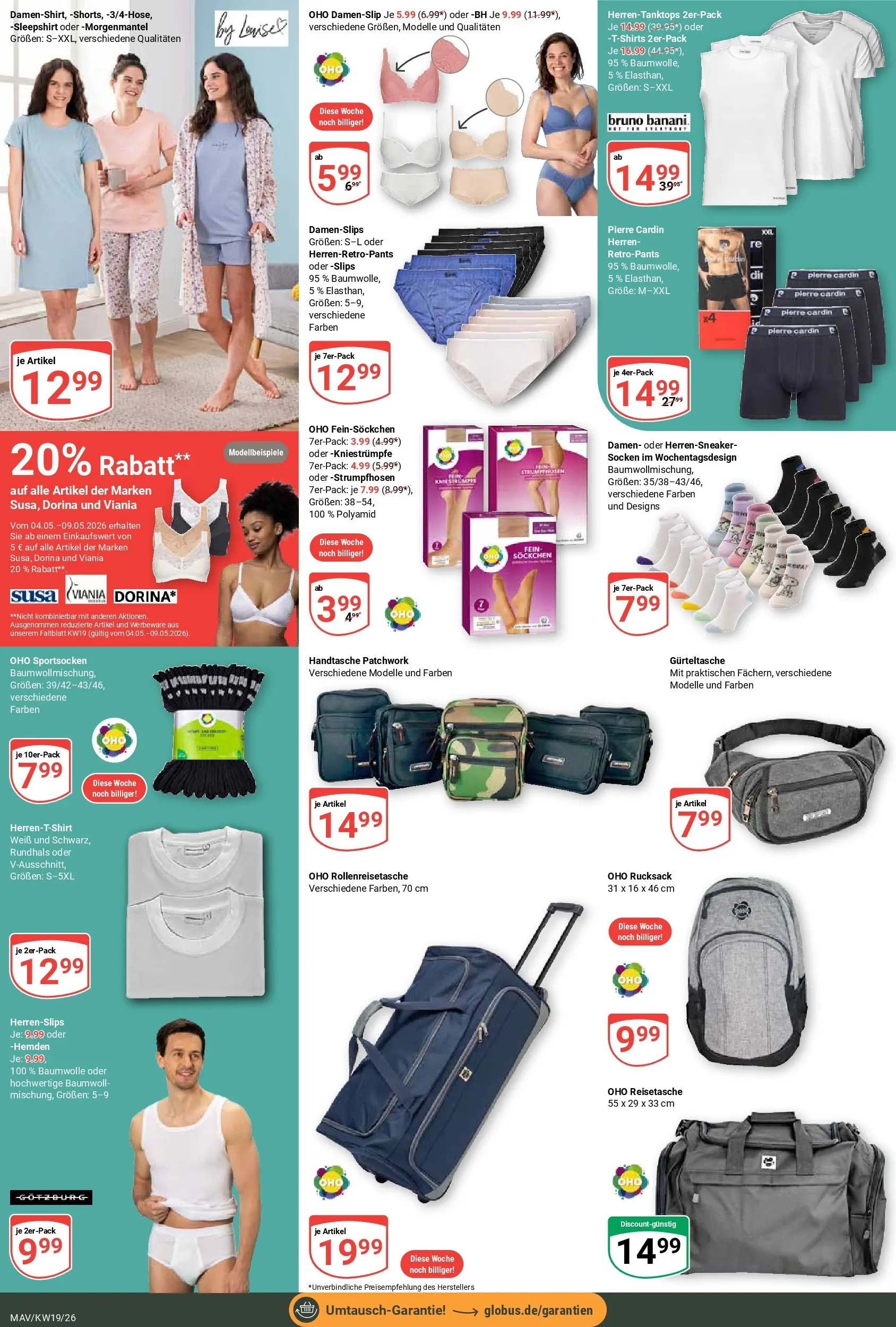 Globus Prospekt Mannheim	 (ab 04.05.2026) » Angebote online | Seite: 26 | Produkte: Kniestrümpfe, BH, Socken, Reisetasche