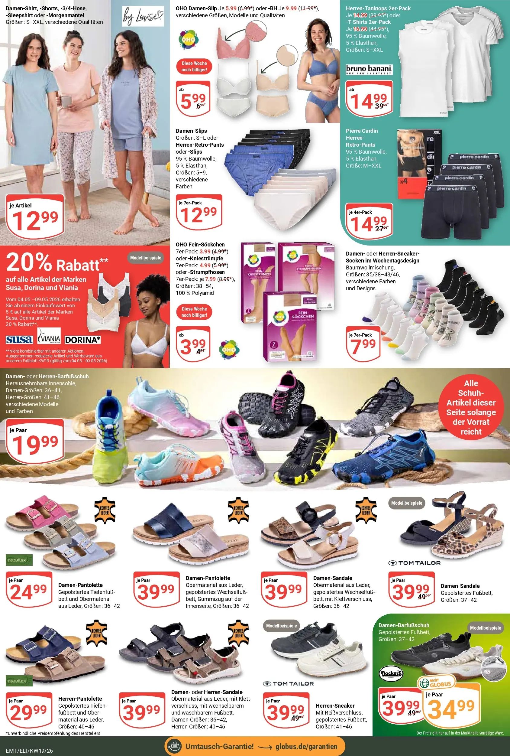 Globus Prospekt Mittelhausen	 (ab 04.05.2026) » Angebote online | Seite: 26 | Produkte: Bett, Kniestrümpfe, BH, Socken