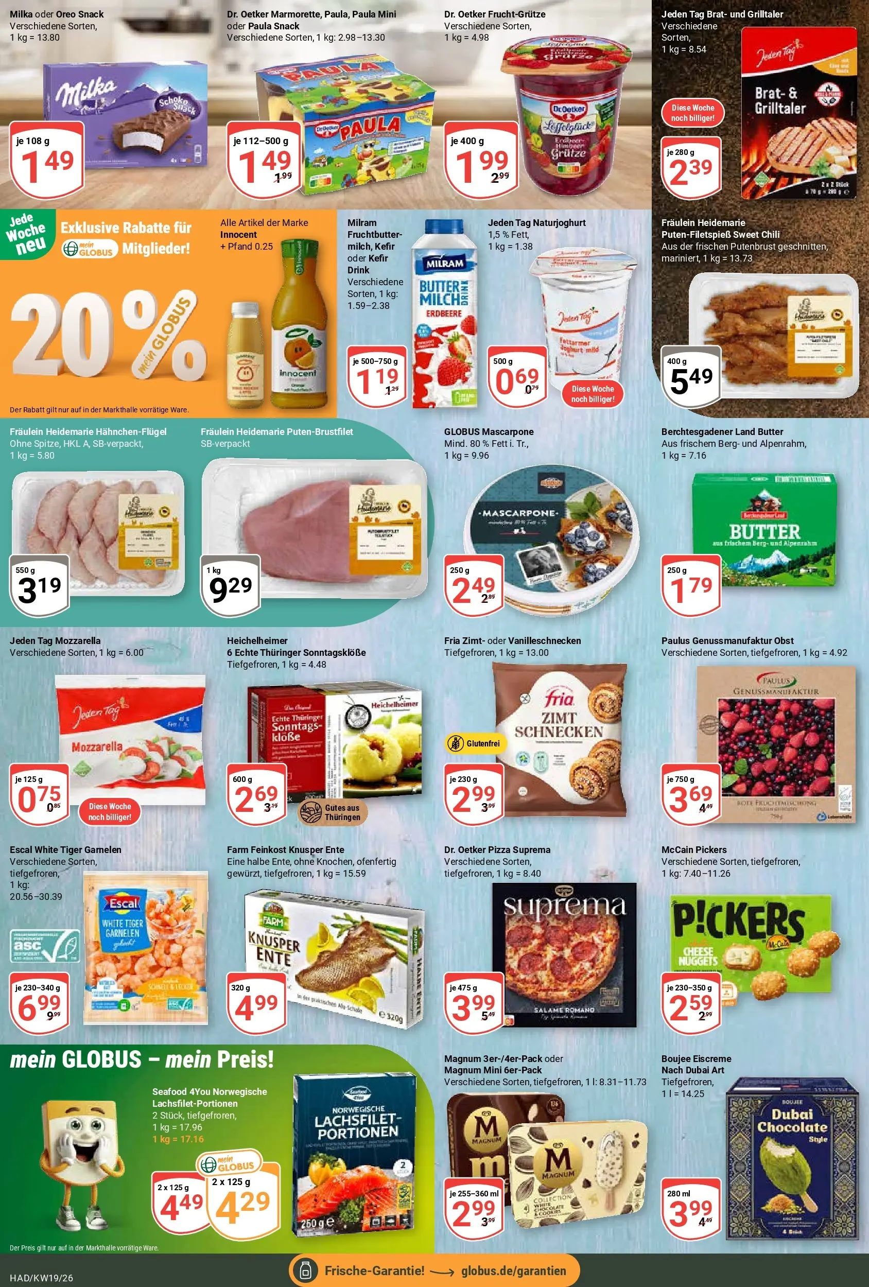 Globus Prospekt Halle (saale)	 (ab 04.05.2026) » Angebote online | Seite: 13 | Produkte: Mascarpone, Joghurt, Garnelen, Milram