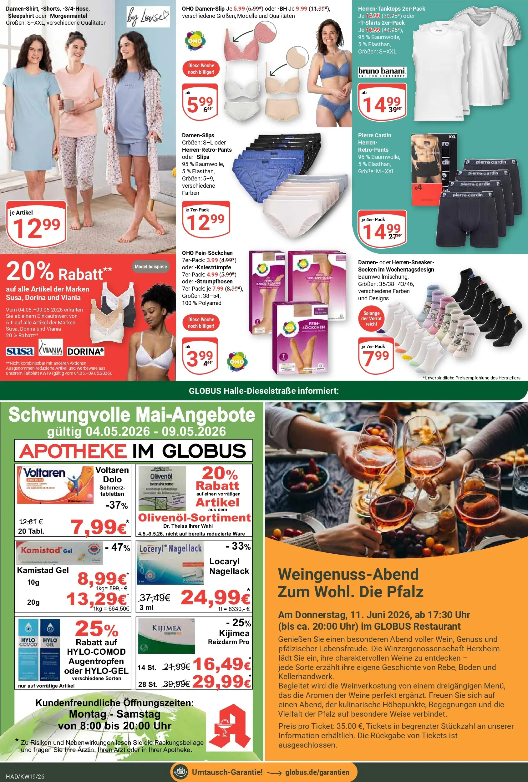 Globus Prospekt Halle (saale)	 (ab 04.05.2026) » Angebote online | Seite: 26 | Produkte: Kniestrümpfe, BH, Socken, Uhr