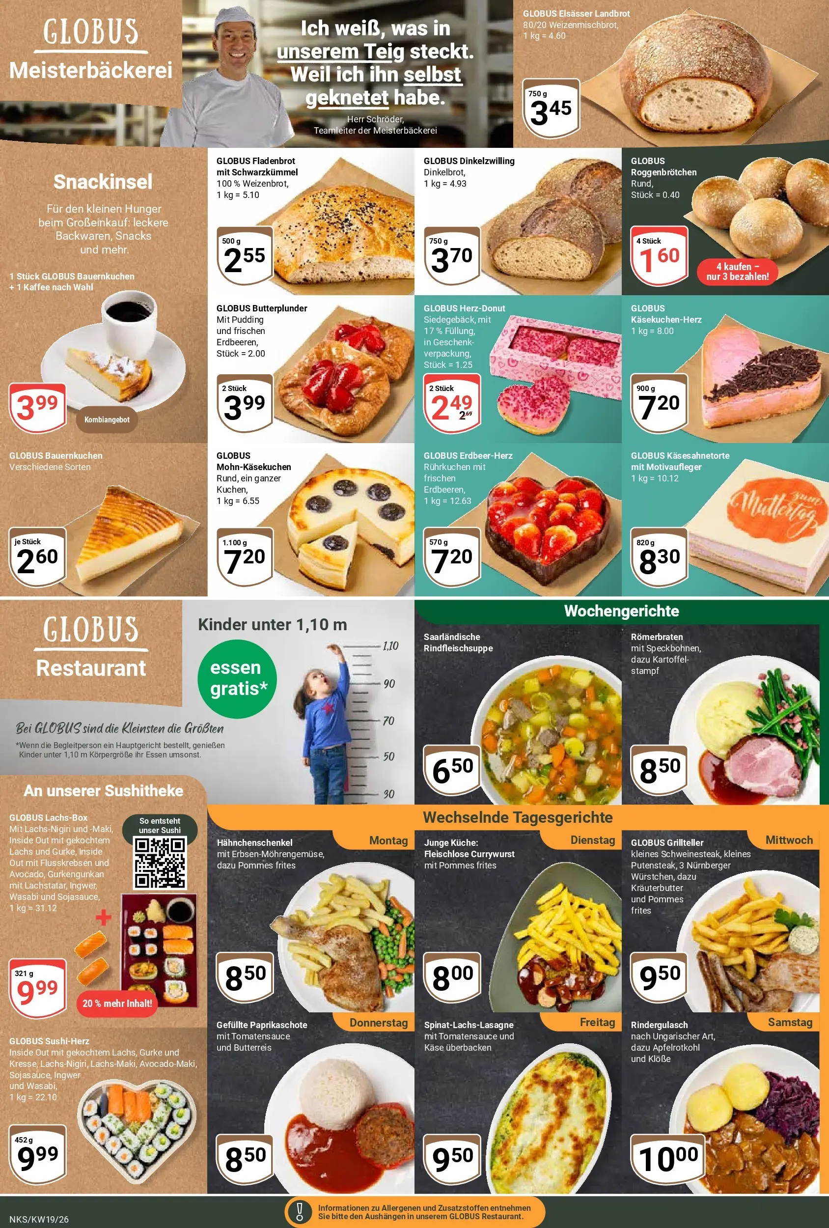 Globus Prospekt Neunkirchen	 (ab 03.05.2026) » Angebote online | Seite: 7 | Produkte: Rindergulasch, Hahnchenschenkel, Käse, Lachs