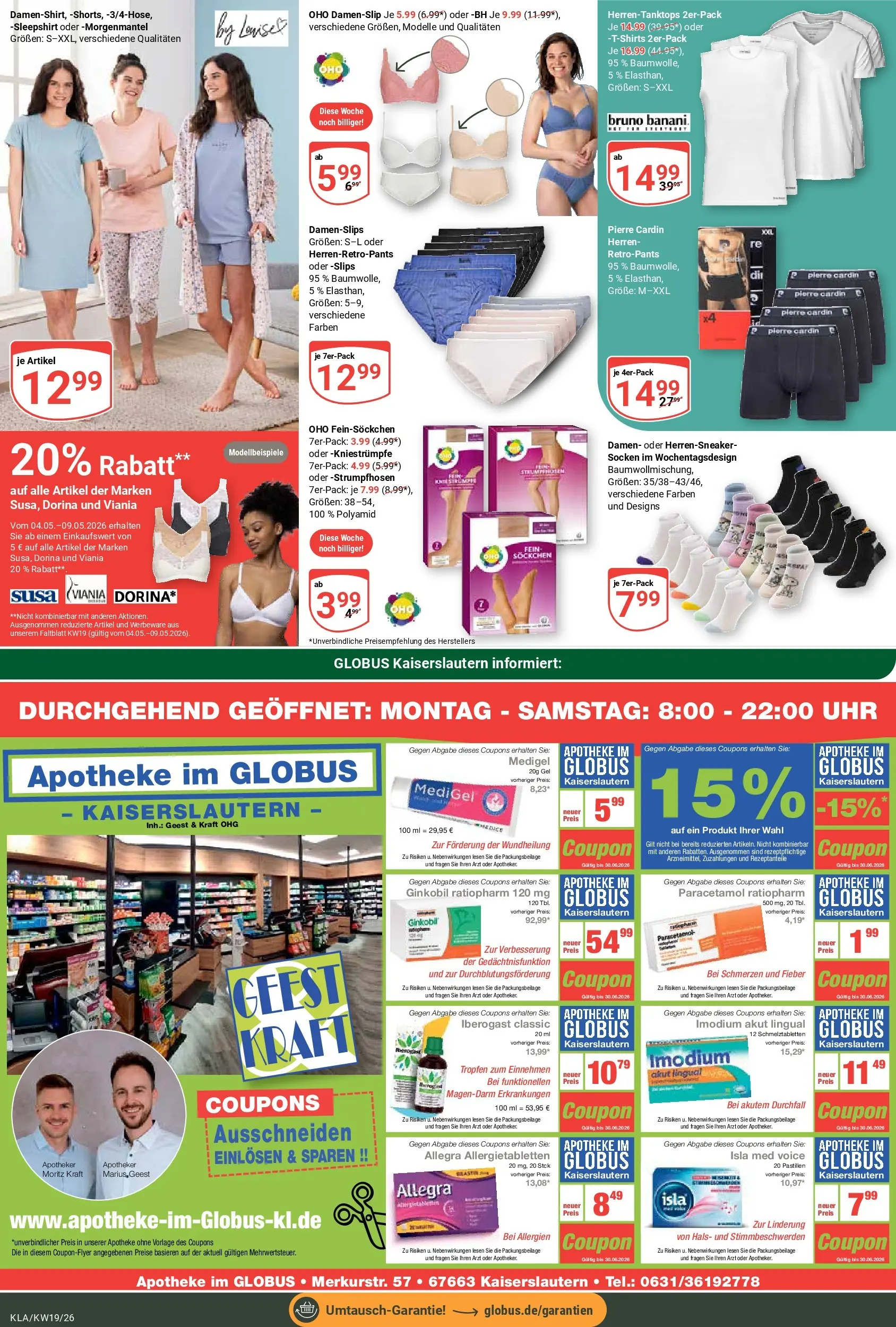 Globus Prospekt Kaiserslautern	 (ab 04.05.2026) » Angebote online | Seite: 24 | Produkte: Kniestrümpfe, BH, Socken, Uhr