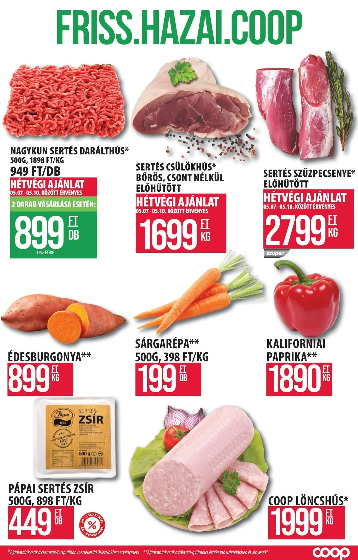 COOP Szolnok akciós újság Szákszend - 2026.05.07. -tól/töl > akció, lapozható szórólap 🛍️ | Oldal: 2 | Termékek: Sárgarépa, Édesburgonya