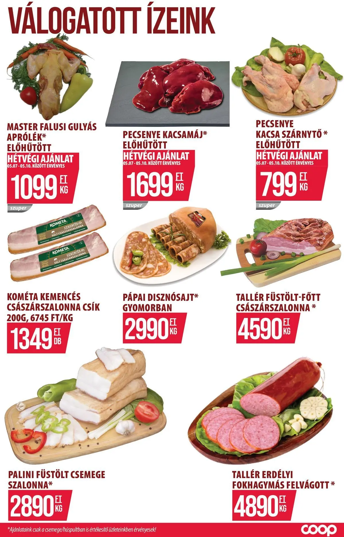 COOP Szolnok akciós újság Szákszend - 2026.05.07. -tól/töl > akció, lapozható szórólap 🛍️ | Oldal: 3 | Termékek: Császárszalonna, Kacsa, Felvágott