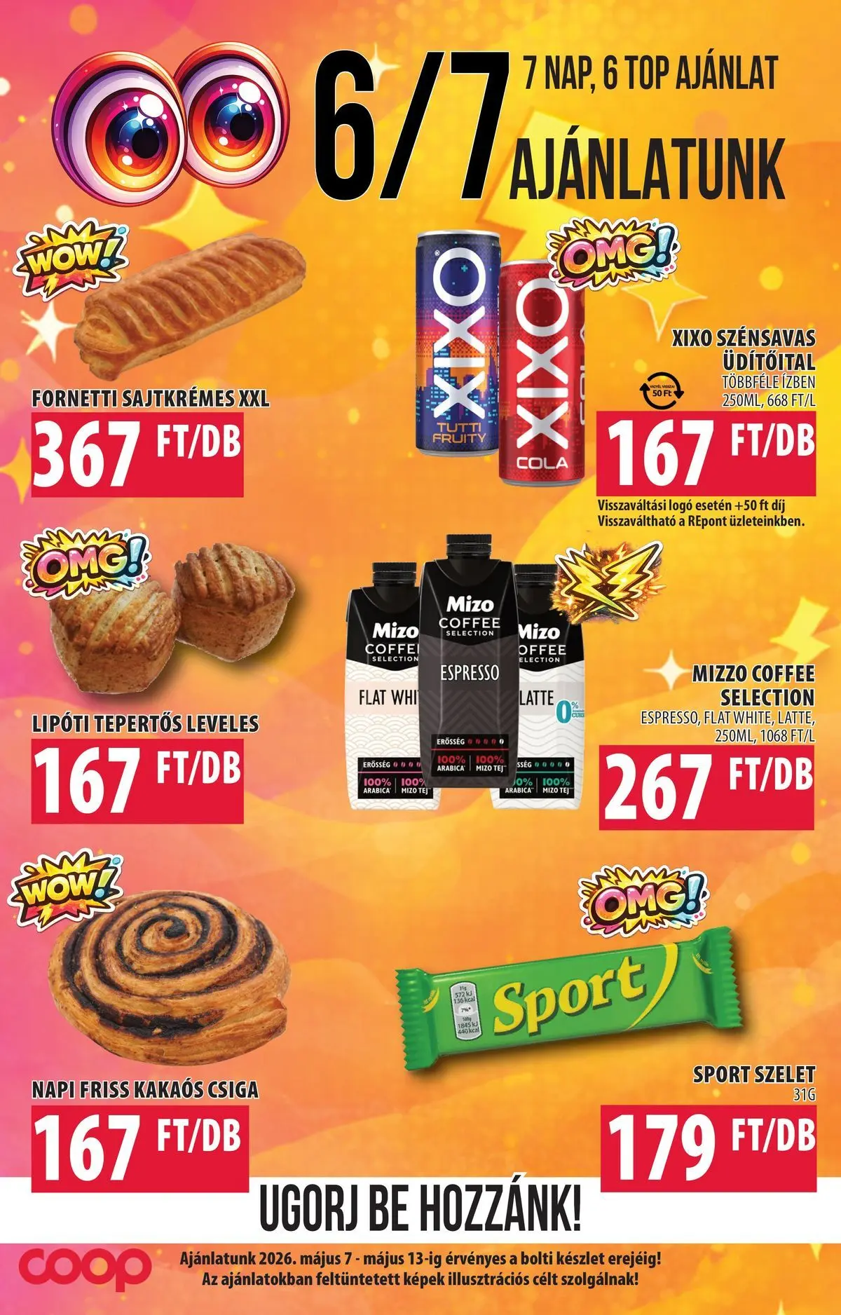 COOP Szolnok akciós újság Szákszend - 2026.05.07. -tól/töl > akció, lapozható szórólap 🛍️ | Oldal: 7 | Termékek: Cola, Tej, Kakaós csiga