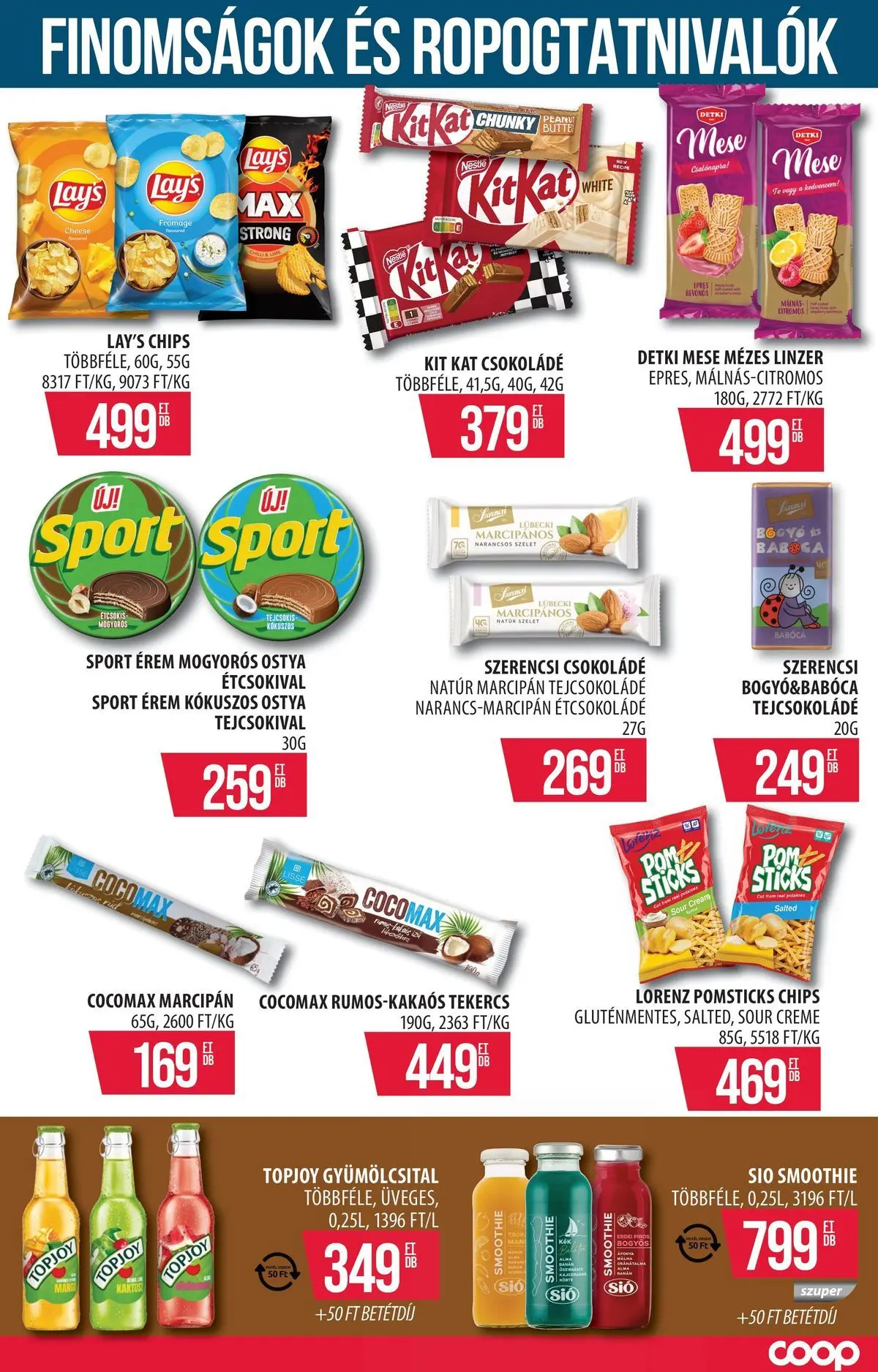 COOP Szolnok akciós újság Szákszend - 2026.05.07. -tól/töl > akció, lapozható szórólap 🛍️ | Oldal: 13 | Termékek: Chips, Étcsokoládé, Banán, Linzer