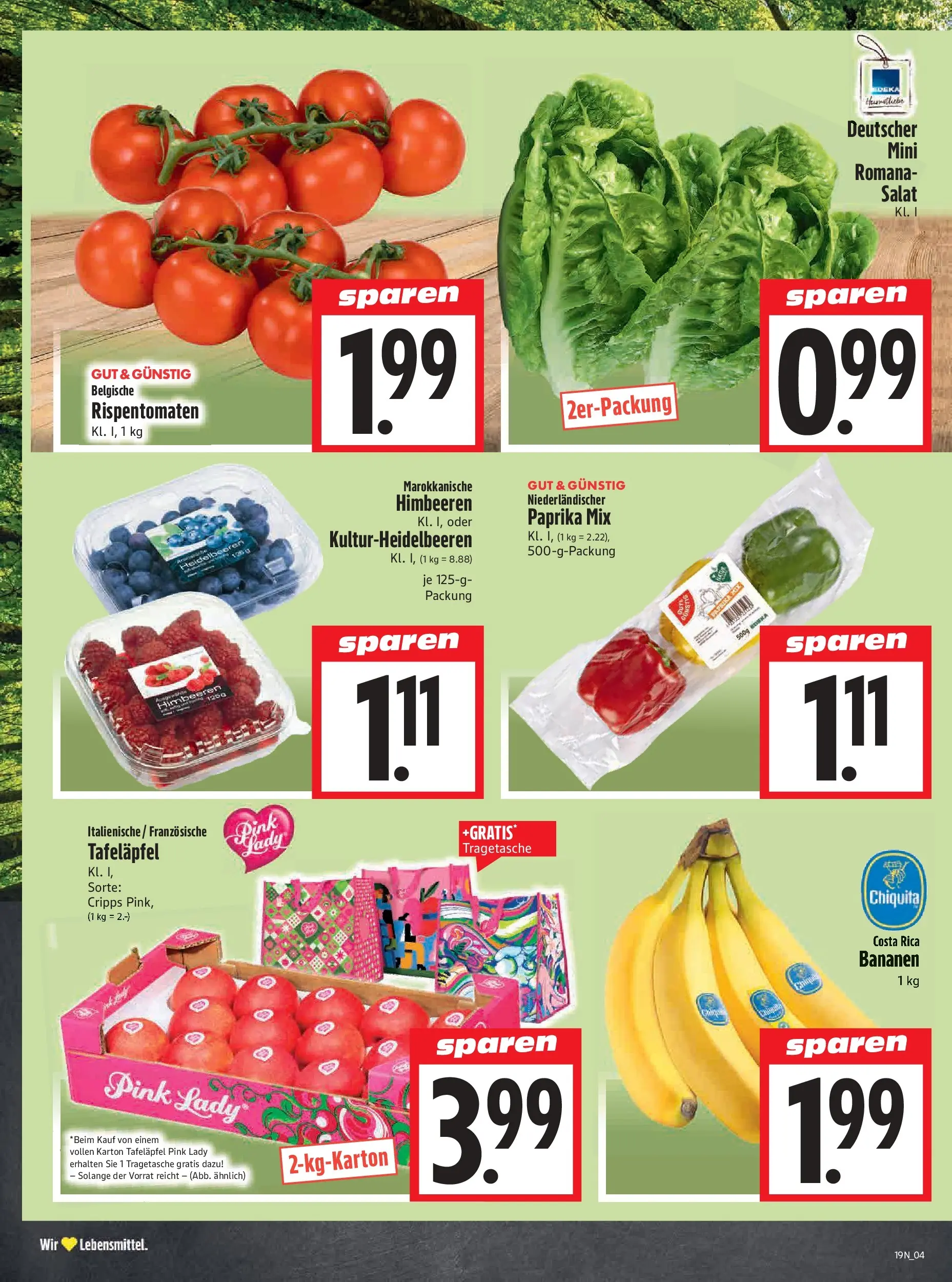 Angebote - Edeka Hahner: Wochenangebote (ab 03.05.2026) zum Blättern | Seite: 6 | Produkte: Himbeeren, Bananen, Paprika, Salat