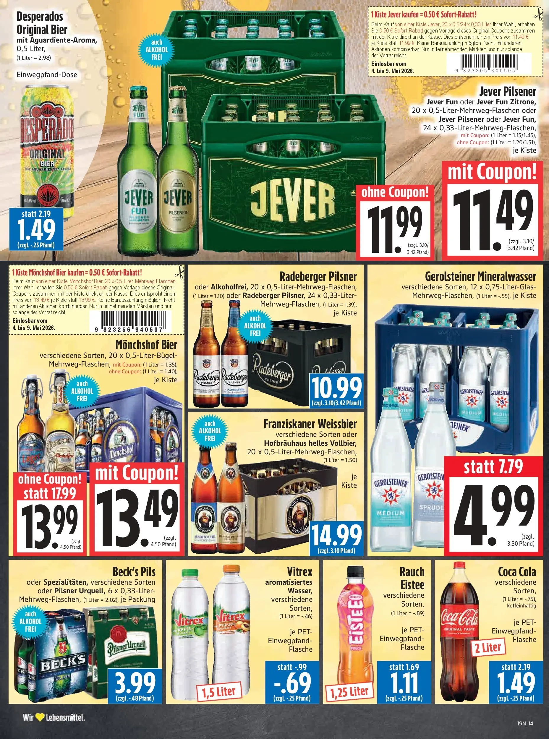 Angebote - Edeka Hahner: Wochenangebote (ab 03.05.2026) zum Blättern | Seite: 16 | Produkte: Monchshof, Cola, Bier, Weißbier