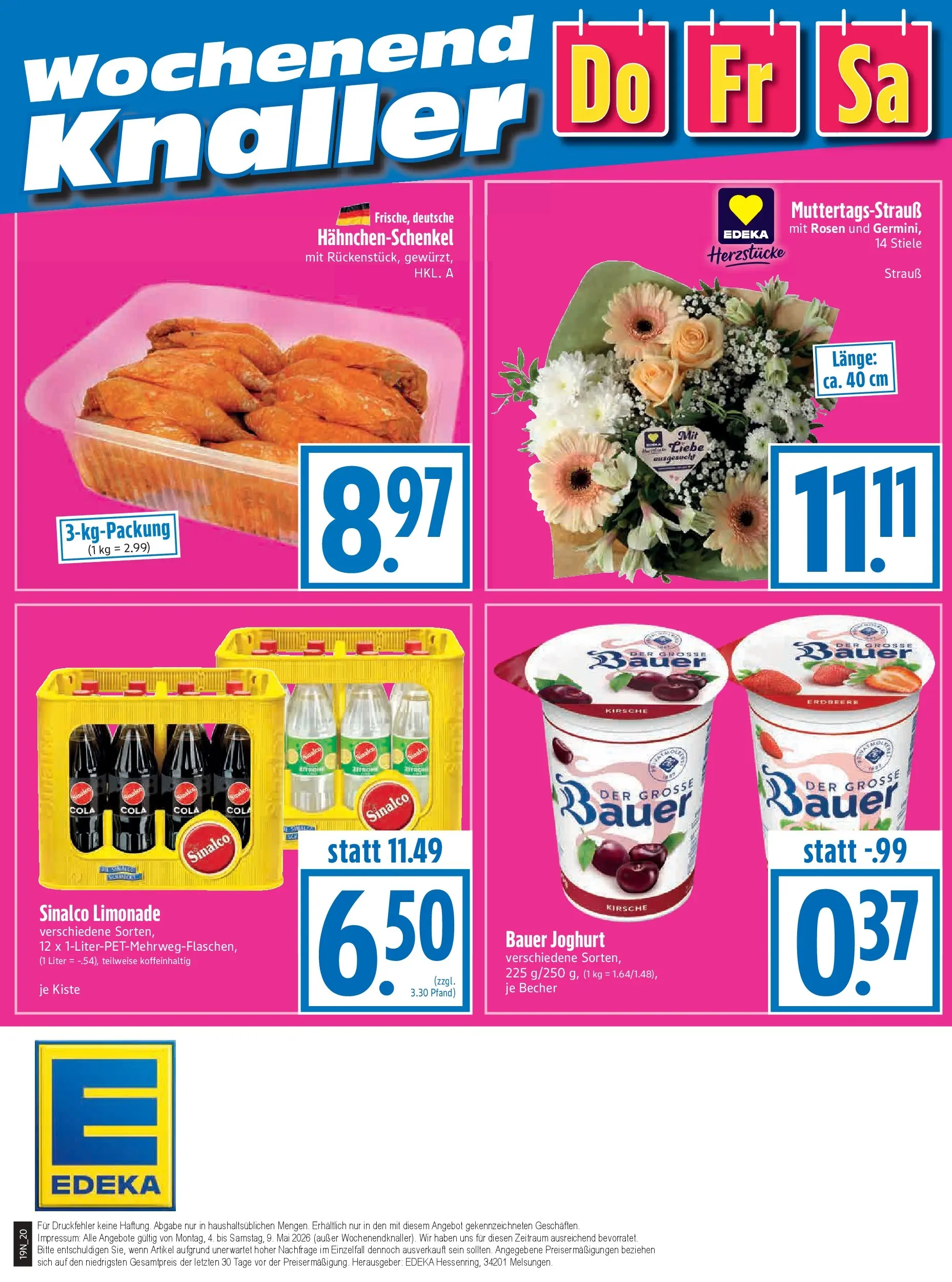 Angebote - Edeka Hahner: Wochenangebote (ab 03.05.2026) zum Blättern | Seite: 22 | Produkte: Sinalco, Cola, Hahnchenschenkel, Limonade