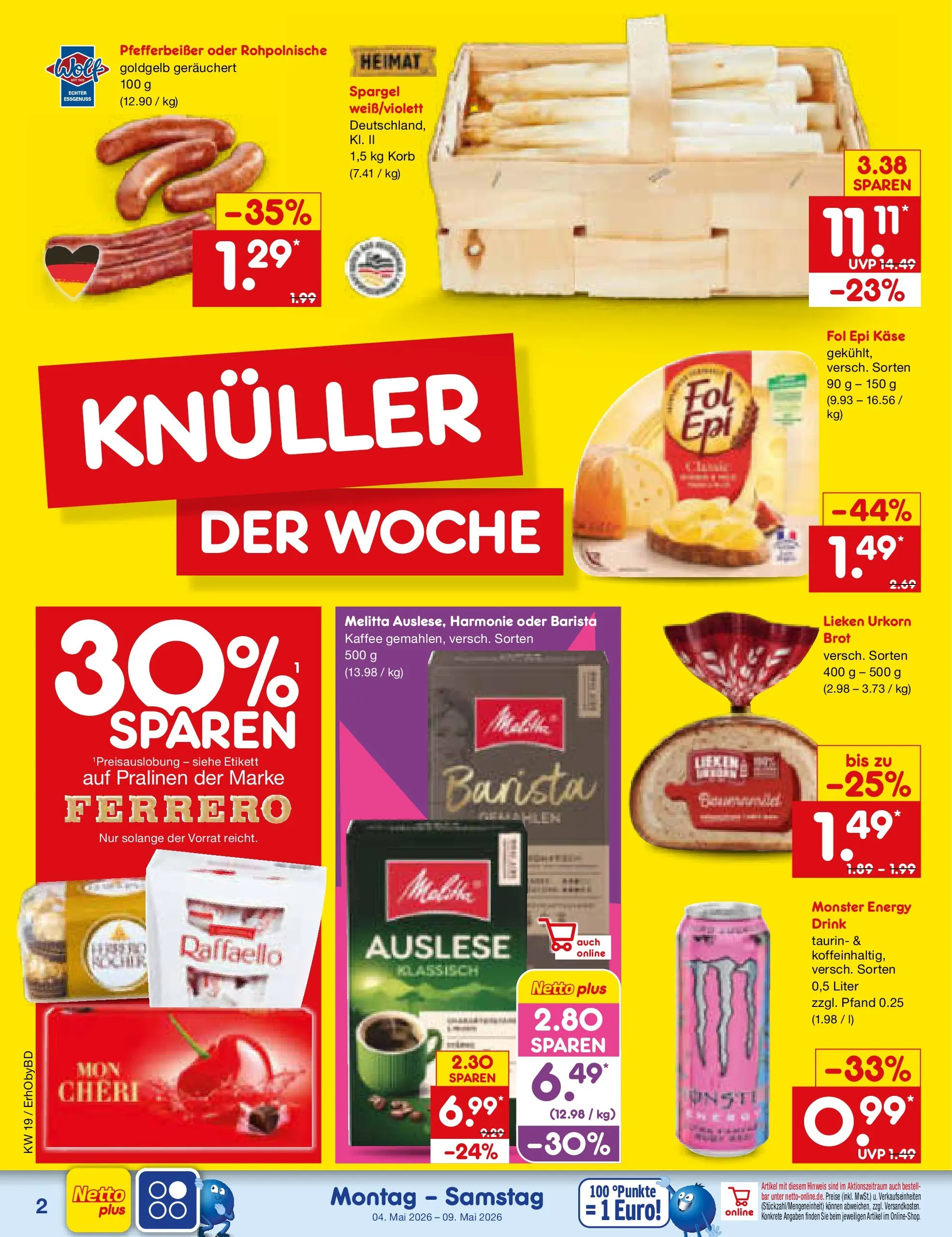 Netto Marken-Discount Prospekt Velden	 (ab 04.05.2026) » Angebote | Seite: 2 | Produkte: Käse, Korb, Monster, Brot