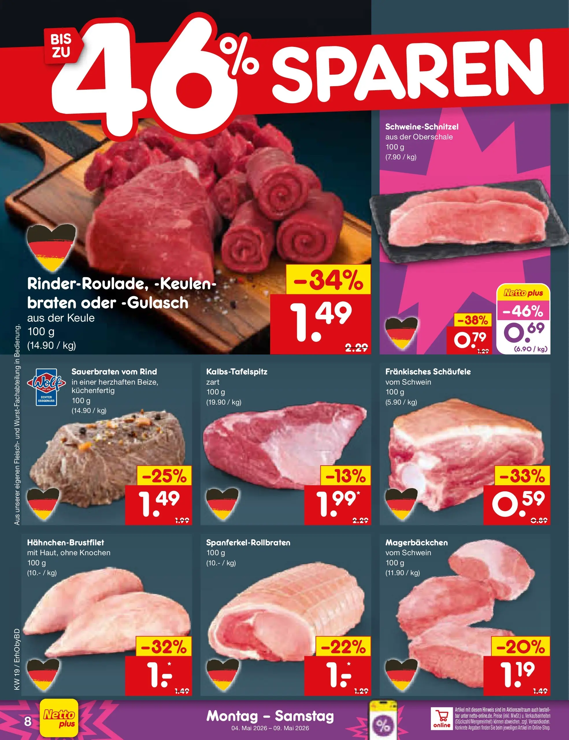 Netto Marken-Discount Prospekt Velden	 (ab 04.05.2026) » Angebote | Seite: 8 | Produkte: Gulasch, Fleisch
