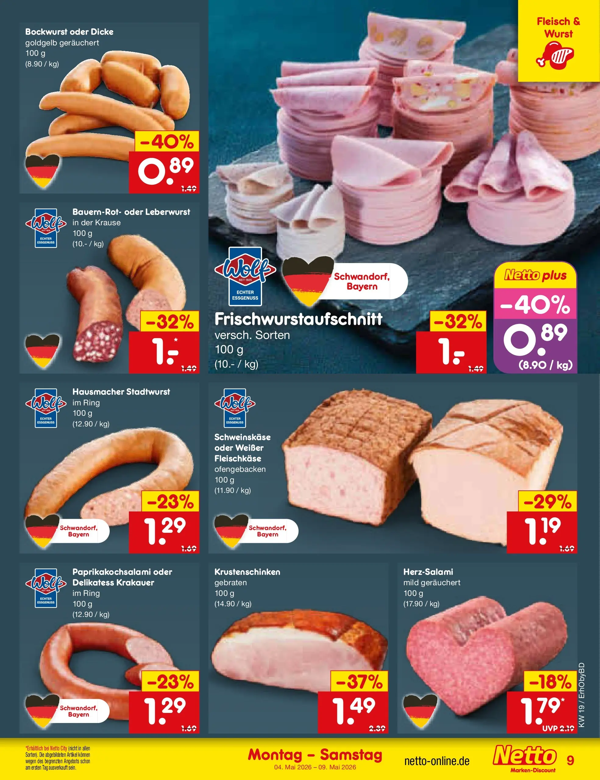 Netto Marken-Discount Prospekt Velden	 (ab 04.05.2026) » Angebote | Seite: 9 | Produkte: Bockwurst, Wurst, Fleisch
