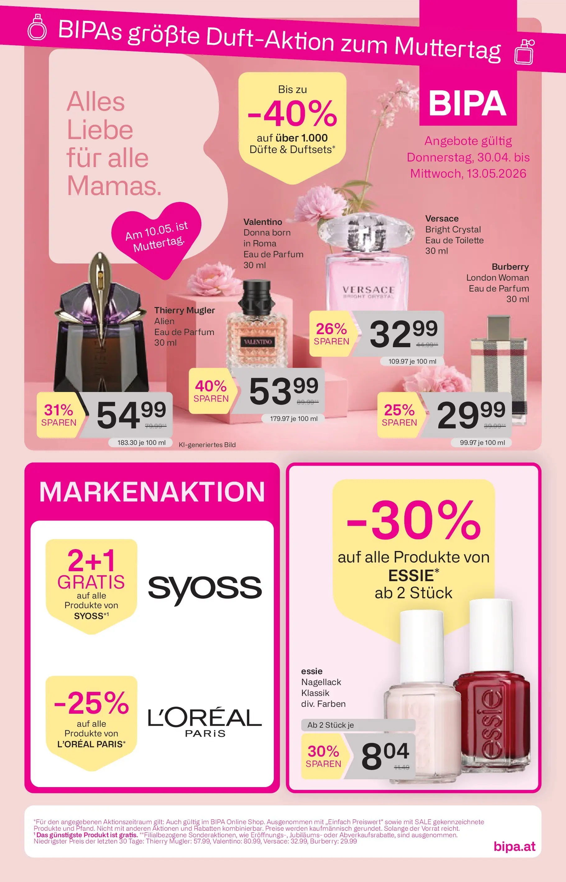 Bipa - BIPA: Flugblatt - gültig bis 29.04.2026 von 29.04.2026 - Aktuelle Angebote | Seite: 1 | Produkte: Toilette, Parfüm, Eau de Toilette, Nagellack