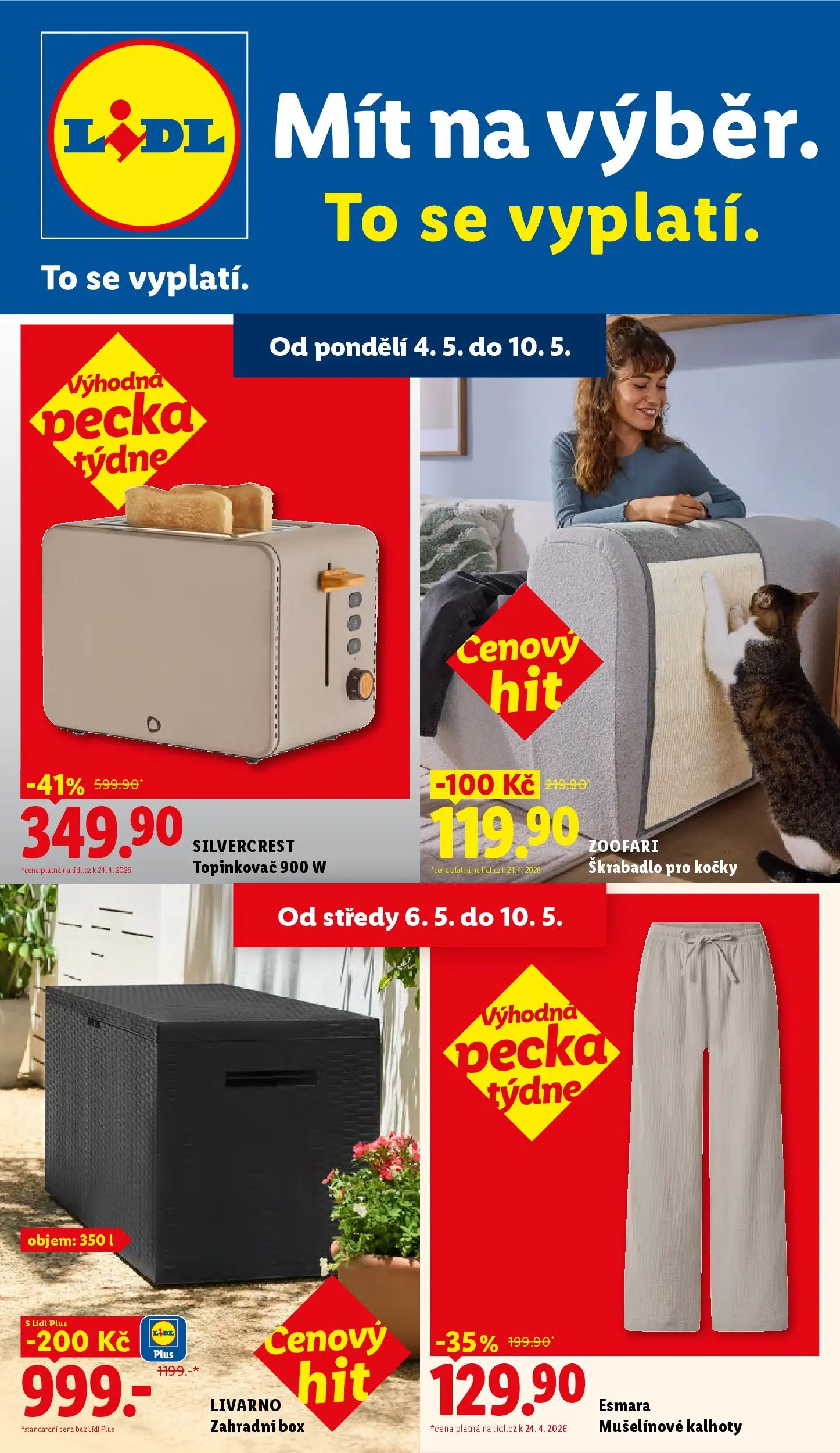 Lidl leták od 03.05.2026 - Nový akční leták | Strana: 1 | Produkty: Box, Kalhoty, Škrabadlo pro kočky, Pants