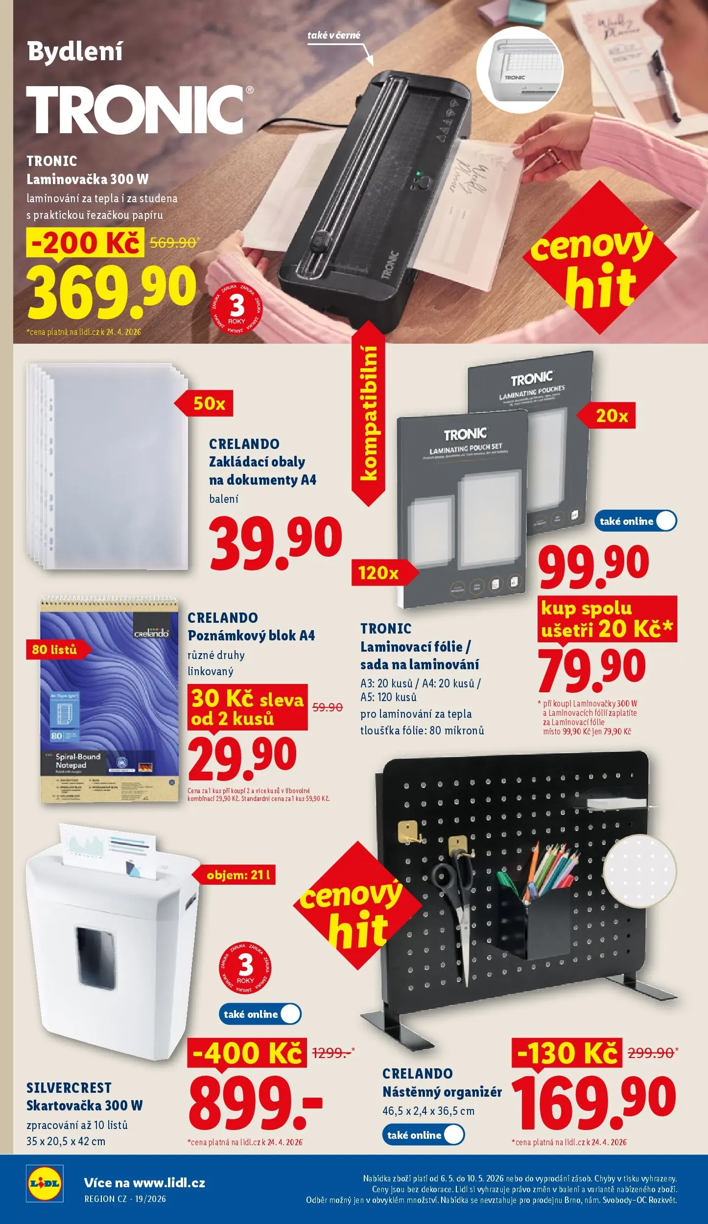 Lidl leták od 06.05.2026 - Nový akční leták | Strana: 34 | Produkty: Laminovací folie, Notebook, Blok, Laminátor