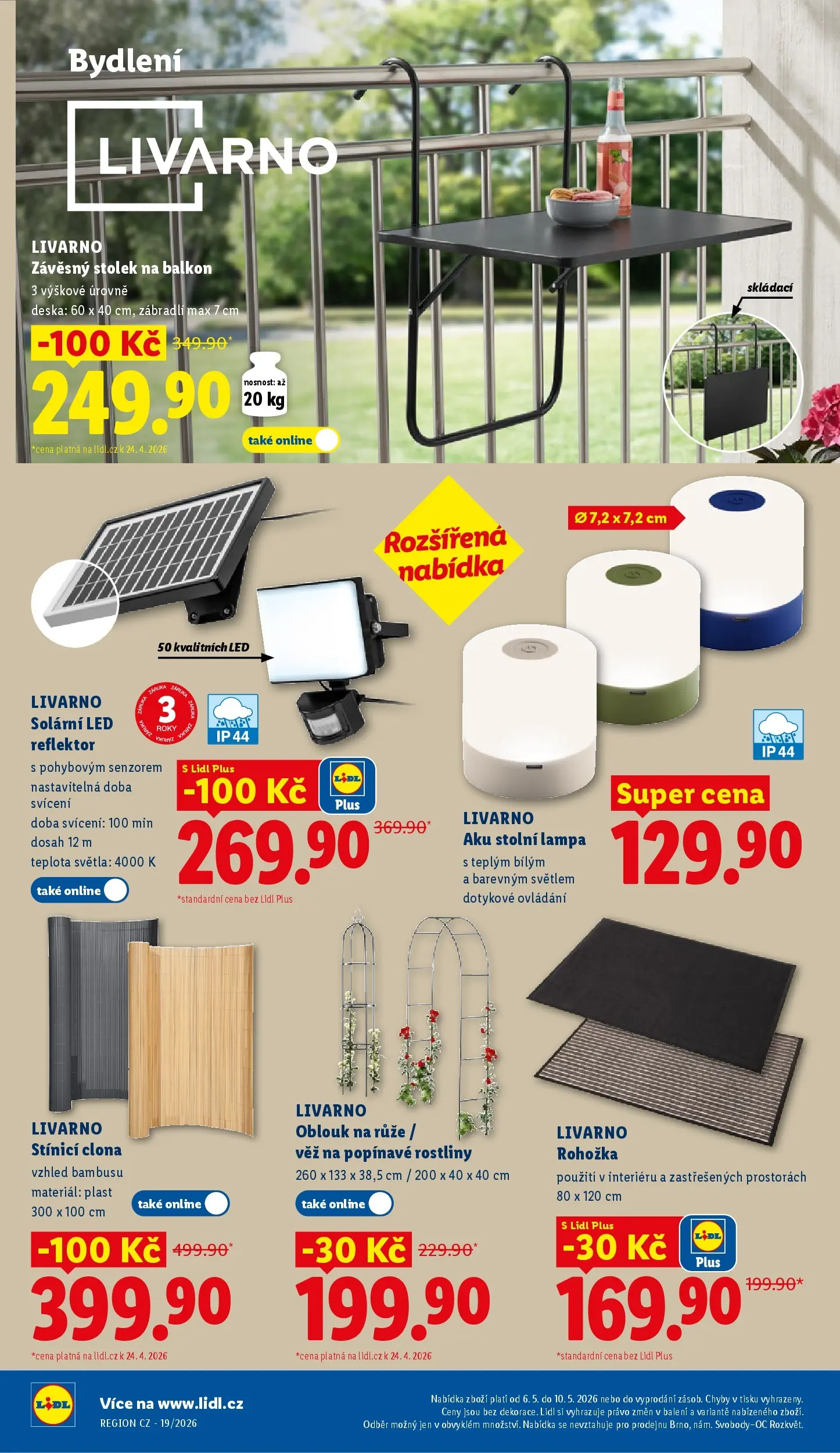 Lidl leták od 06.05.2026 - Nový akční leták | Strana: 40 | Produkty: Rostliny, LED reflektor, Oblouk na růže, Lampa