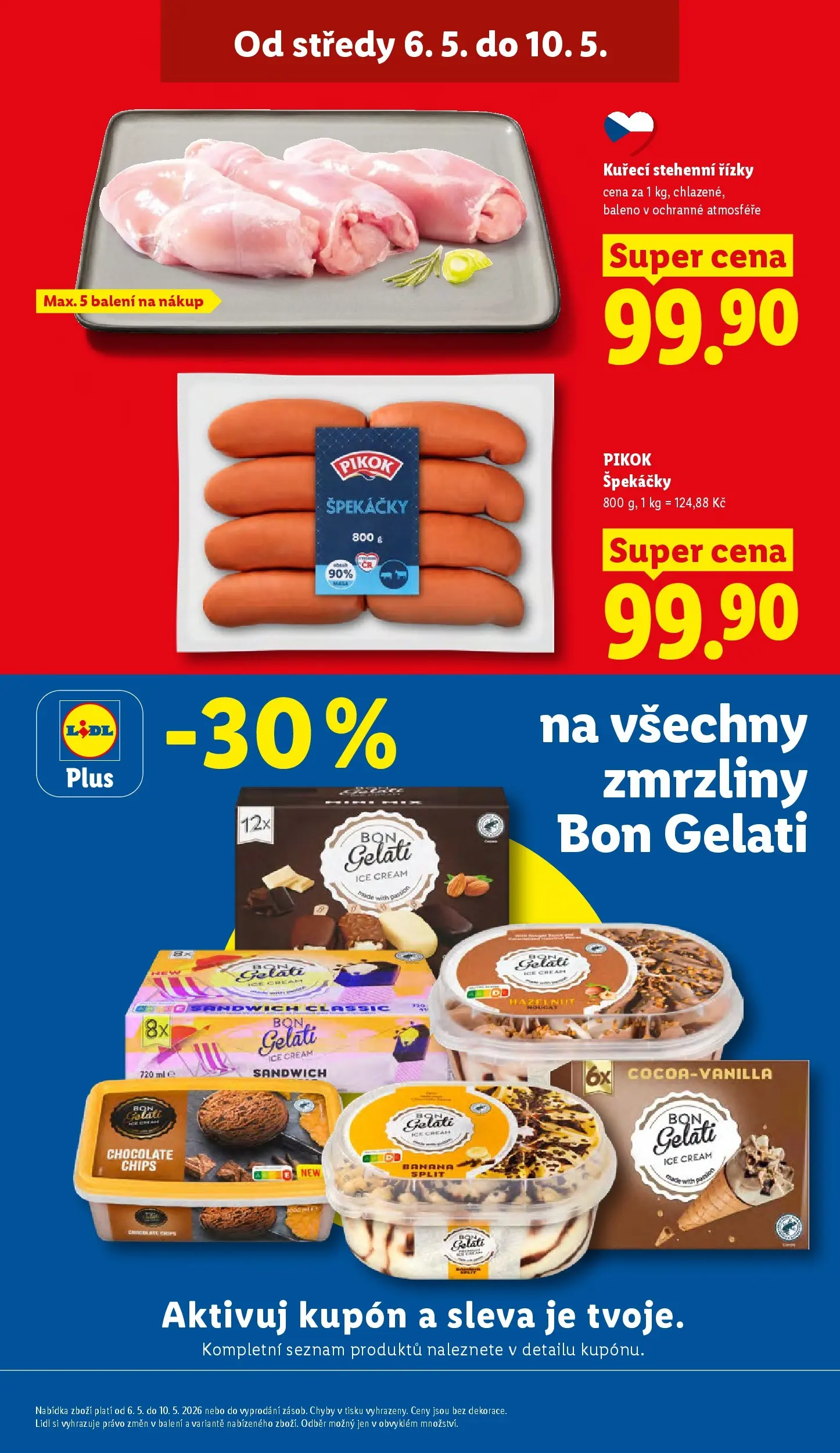 Lidl leták od 06.05.2026 - Nový akční leták | Strana: 3 | Produkty: Zmrzliny, Bon Gelati, Stehenní řízky, Pikok