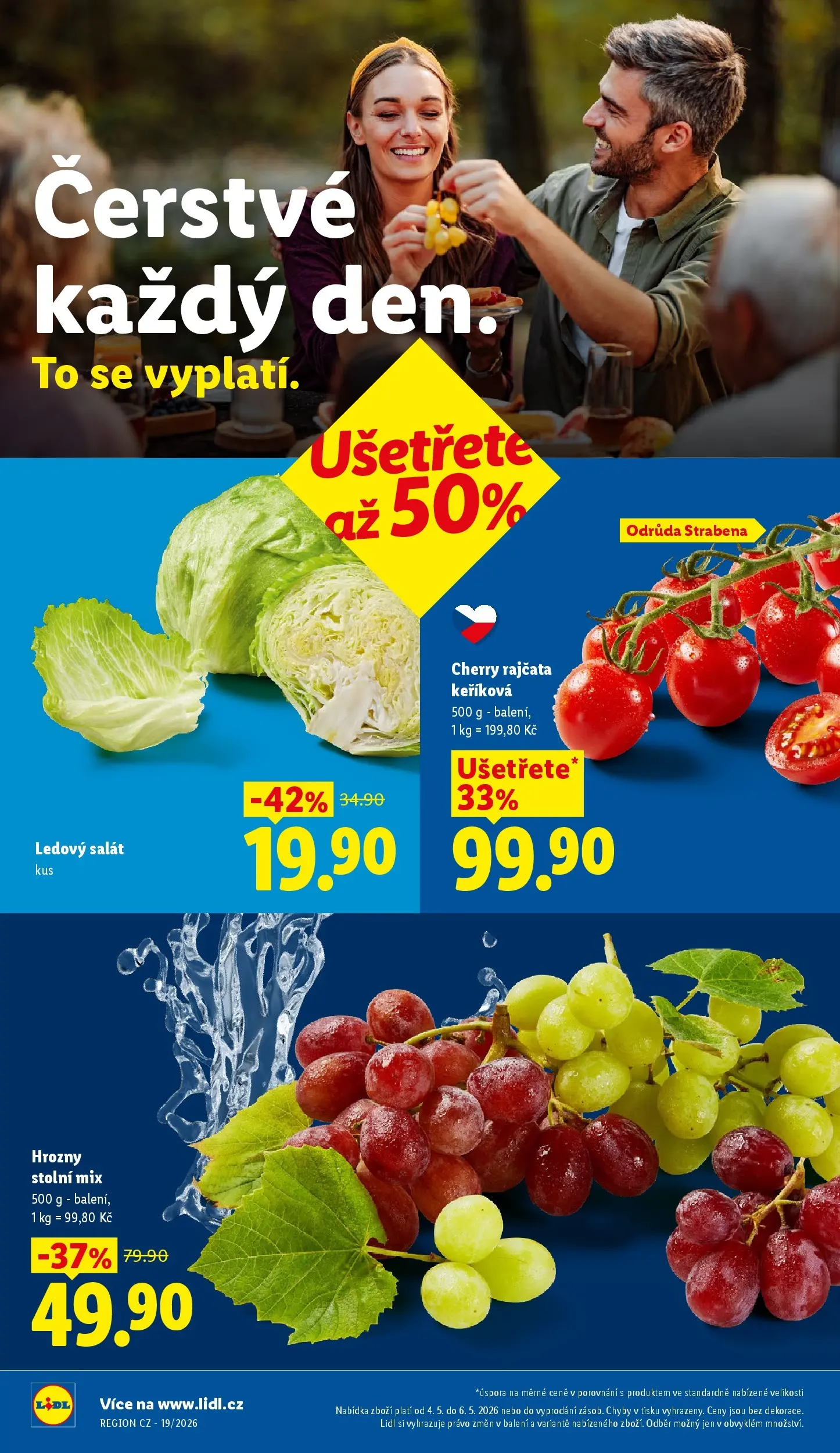 Lidl leták od 06.05.2026 - Nový akční leták | Strana: 10 | Produkty: Rajčata, Cherry rajčata, Salát, Hrozny