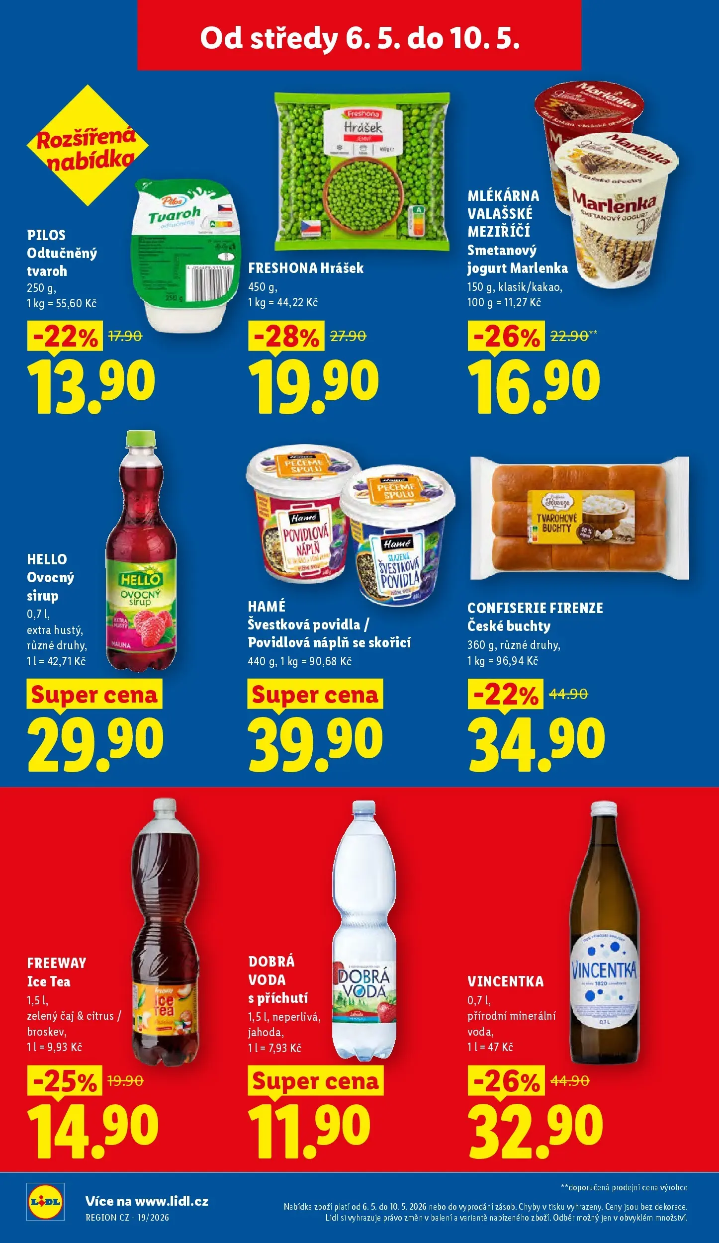 Lidl leták od 06.05.2026 - Nový akční leták | Strana: 22 | Produkty: Dobrá voda, Smetanový jogurt, Odtučněný tvaroh, Marlenka