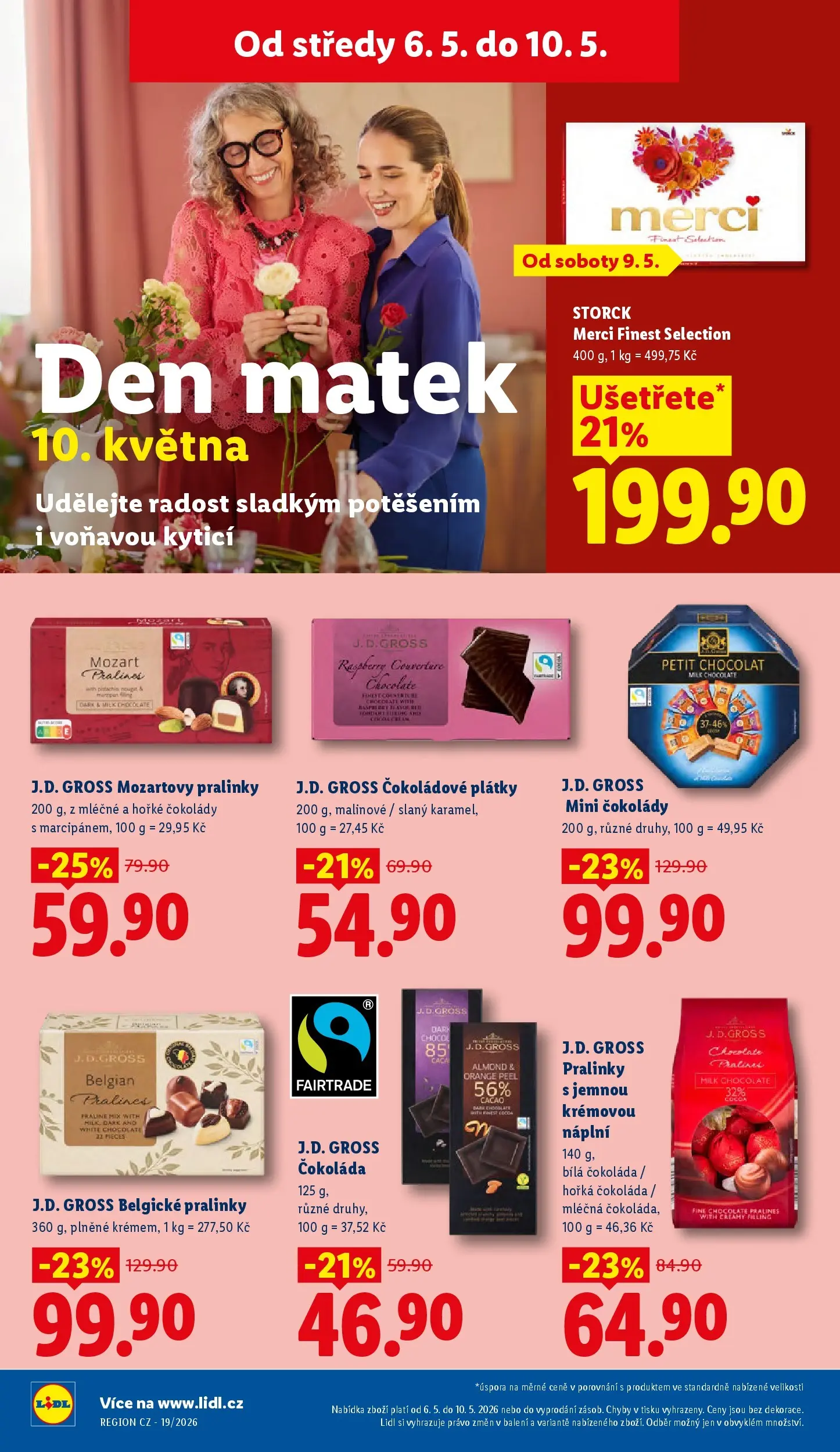Lidl leták od 06.05.2026 - Nový akční leták | Strana: 42 | Produkty: Čokoláda, Horká čokoláda, Belgické pralinky, Bílá čokoláda