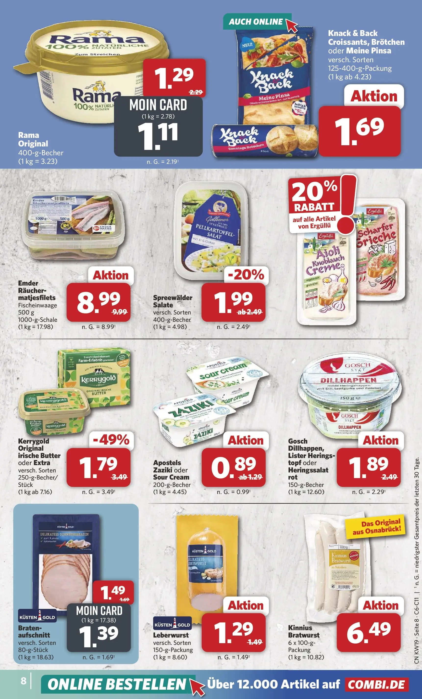 Combi Unsere Wochenangebote (ab 04.05.2026) zum Blättern | Seite: 8 | Produkte: Rama, Bratwurst, Knoblauch, Salat