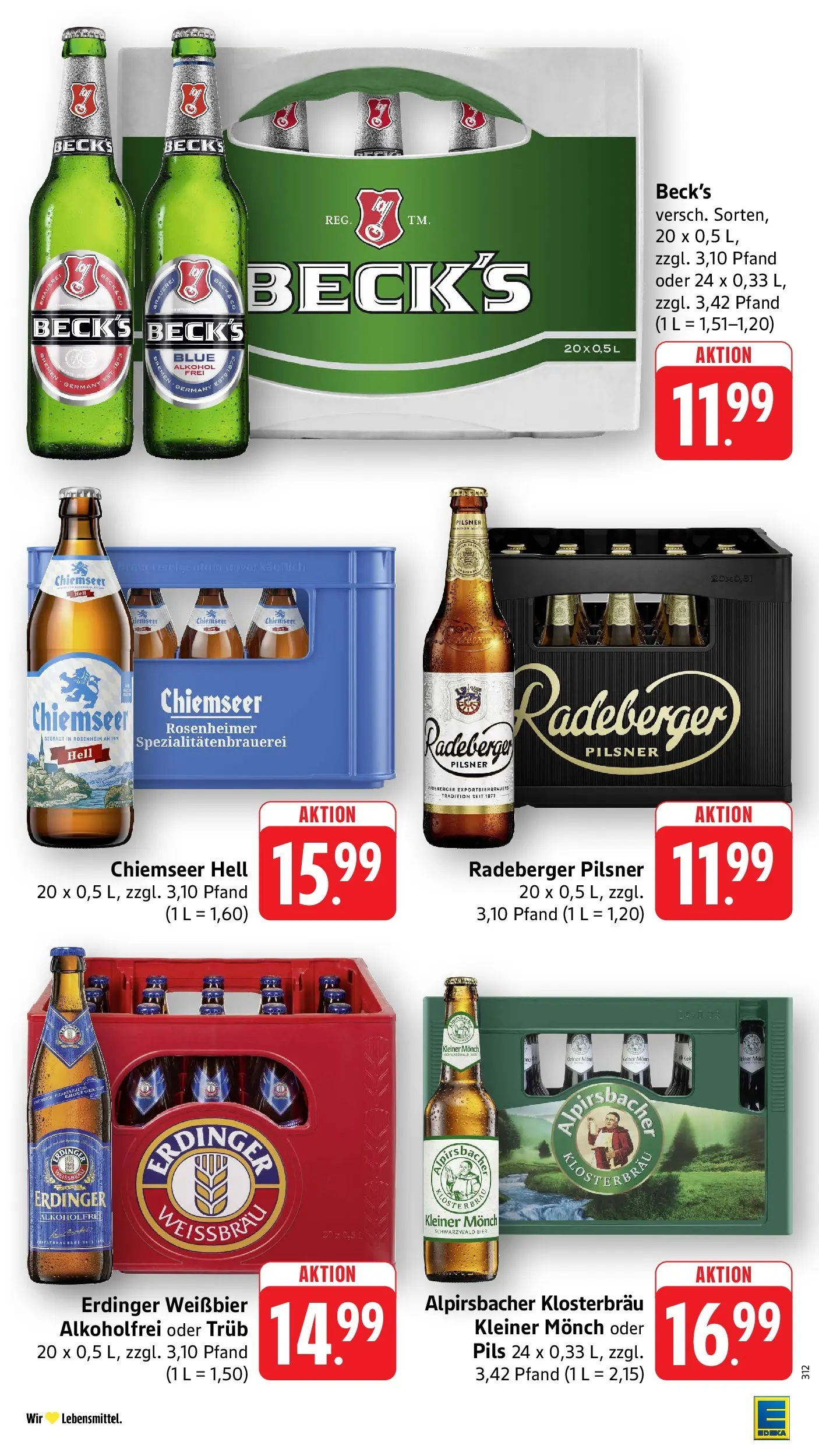 E center Prospekt Hohberg-Niederschopfheim	 (ab 04.05.2026) zum Blättern | Seite: 45 | Produkte: Erdinger, Weißbier, Pils, Radeberger pilsner