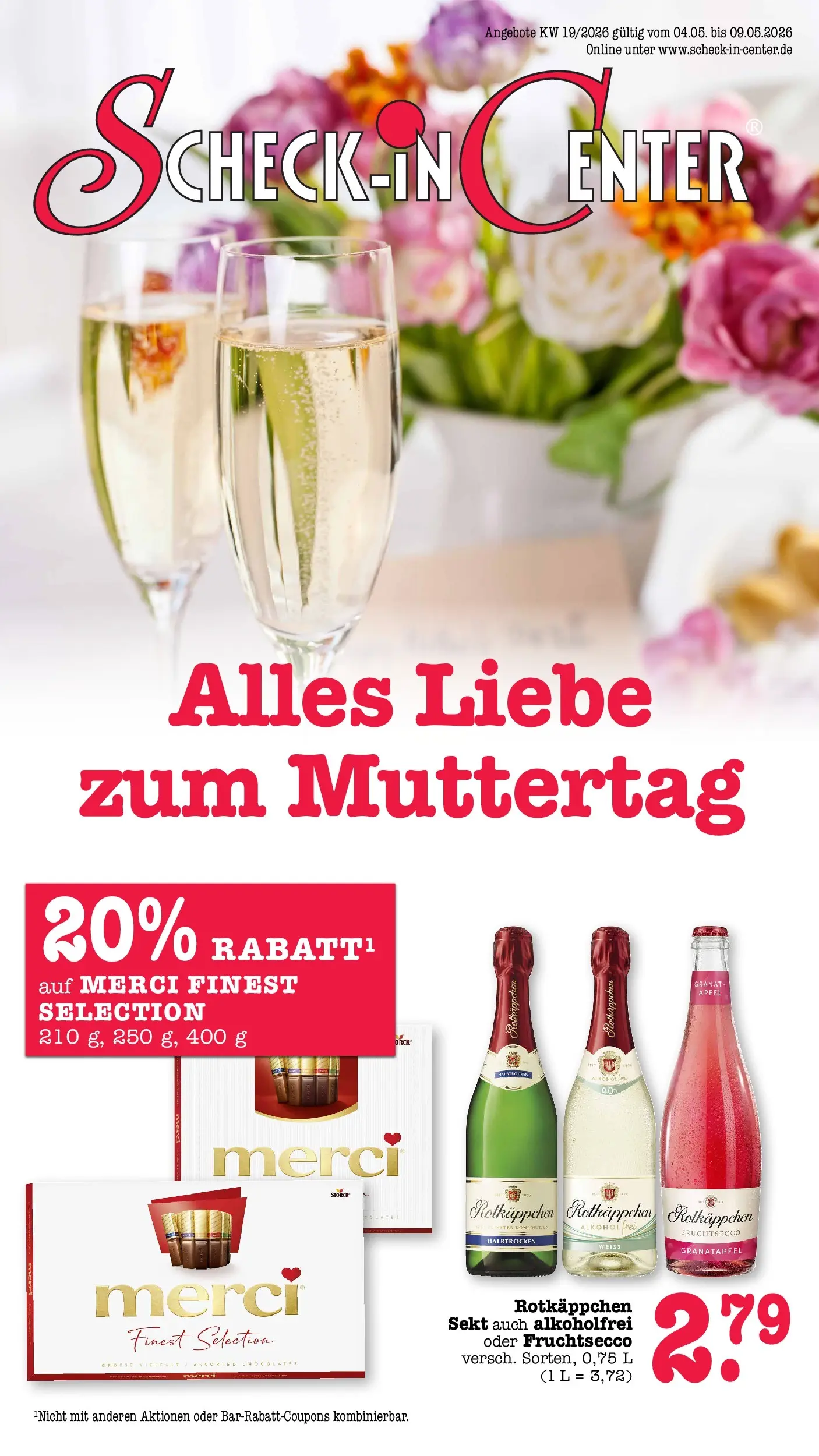E center Prospekt Kuppenheim-Oberndorf	 (ab 04.05.2026) zum Blättern | Seite: 6 | Produkte: Merci, Granatapfel, Sekt, Äpfel