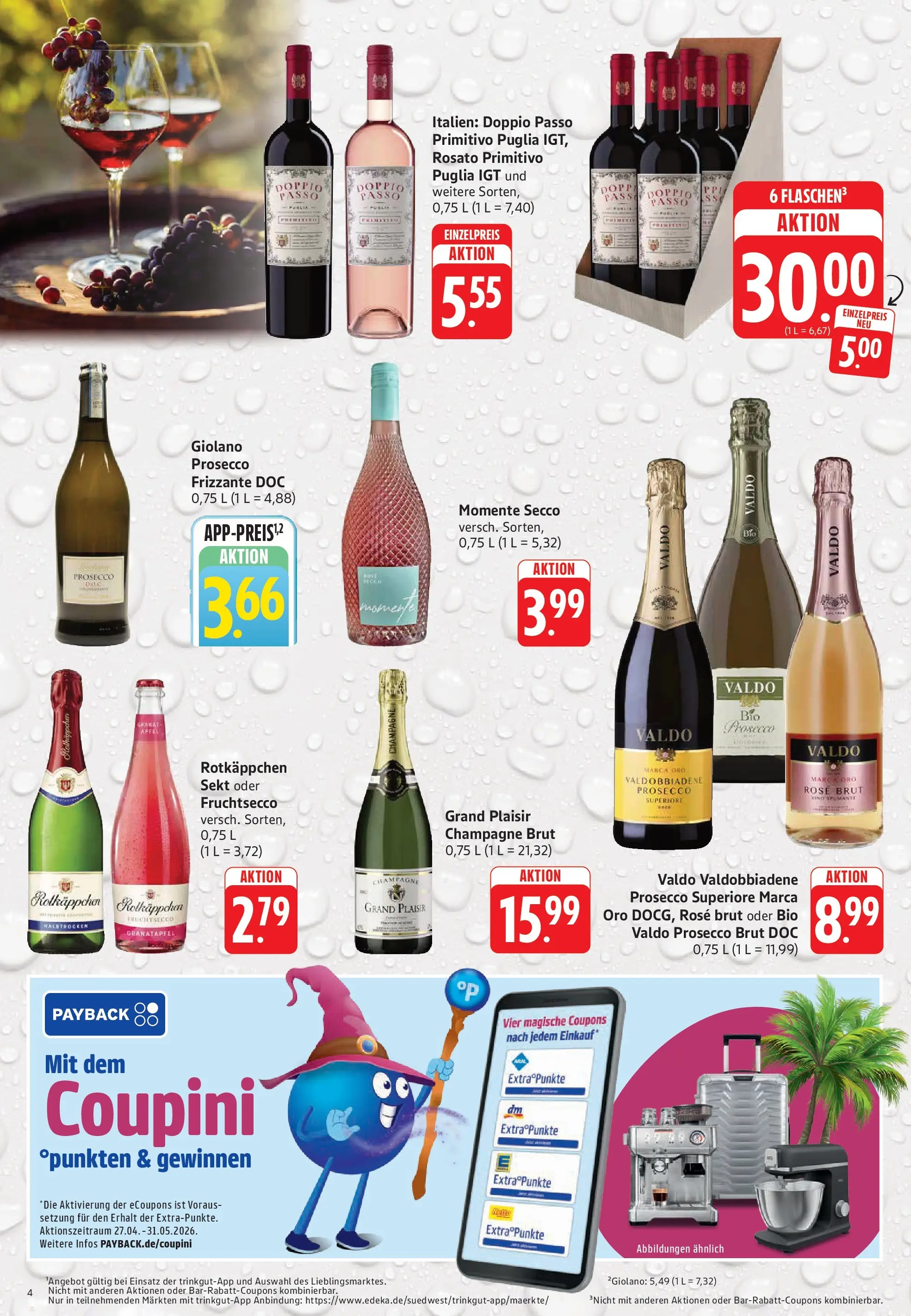 Trinkgut Prospekt Dossenheim	 (ab 03.05.2026) » Angebote online | Seite: 4 | Produkte: Doppio passo primitivo, Fruchtsecco, Prosecco, Rotkäppchen