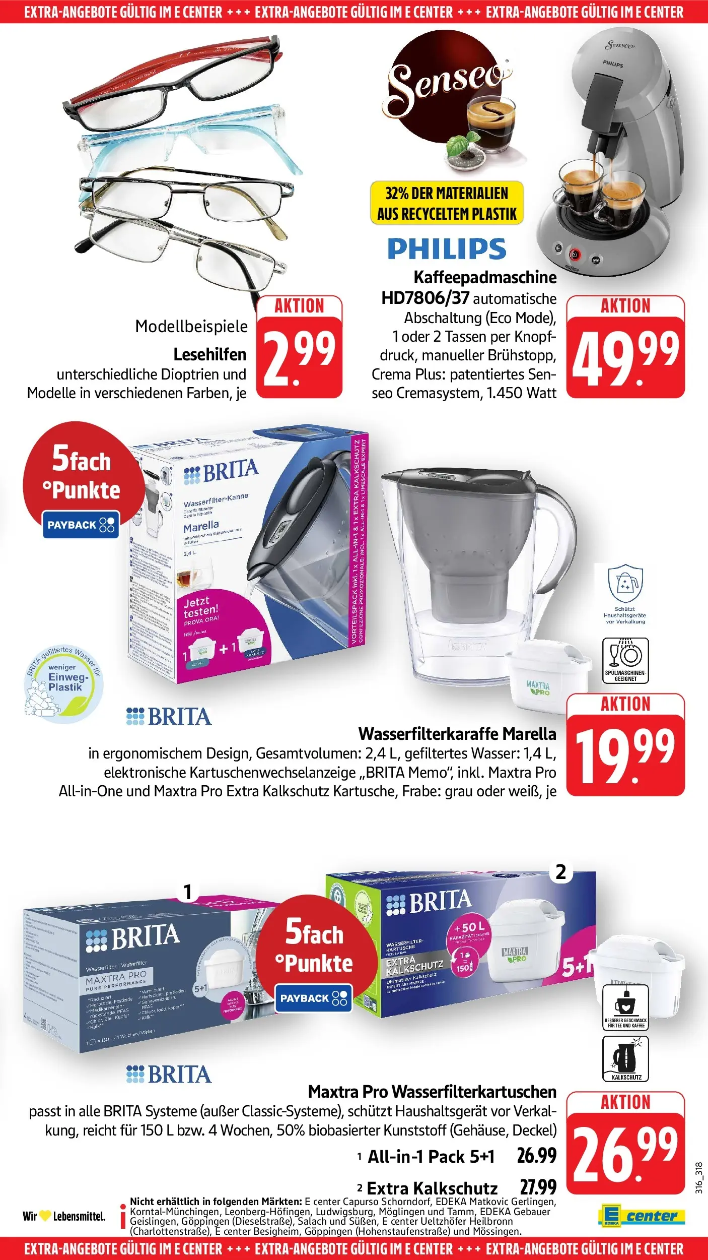 E center Prospekt Tübingen	 (ab 03.05.2026) zum Blättern | Seite: 67 | Produkte: Philips, Kaffee, Wasser, Tee