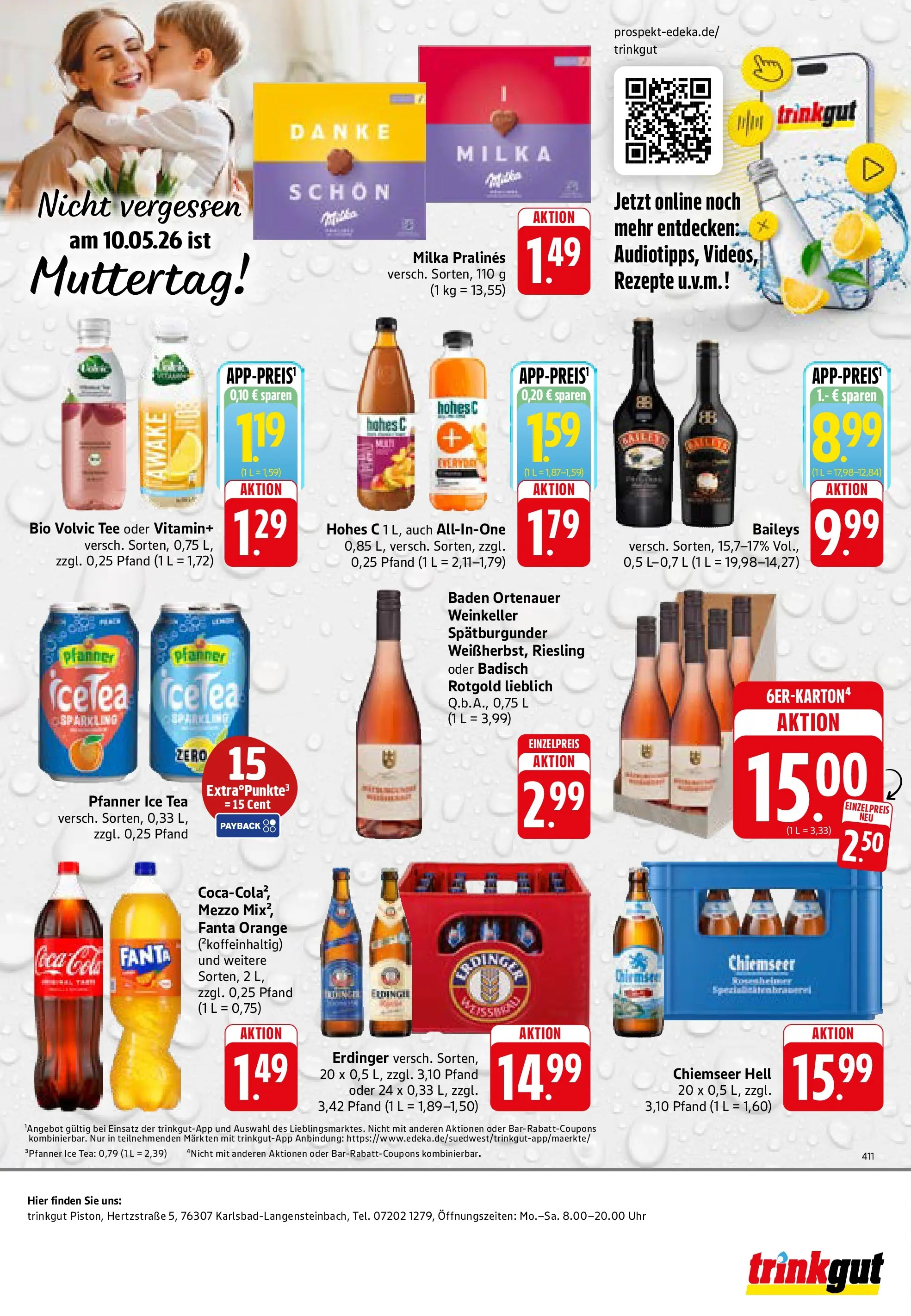 Trinkgut Prospekt Karlsbad - Langensteinbach	 (ab 03.05.2026) » Angebote online | Seite: 8 | Produkte: Erdinger, Volvic tee, Baileys, Uhr