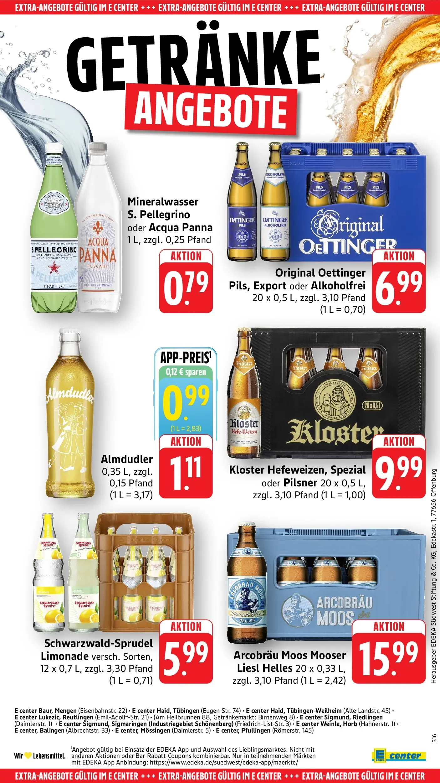 E center Prospekt Tübingen	 (ab 03.05.2026) zum Blättern | Seite: 68 | Produkte: Pils, Limonade, Oettinger, Mineralwasser
