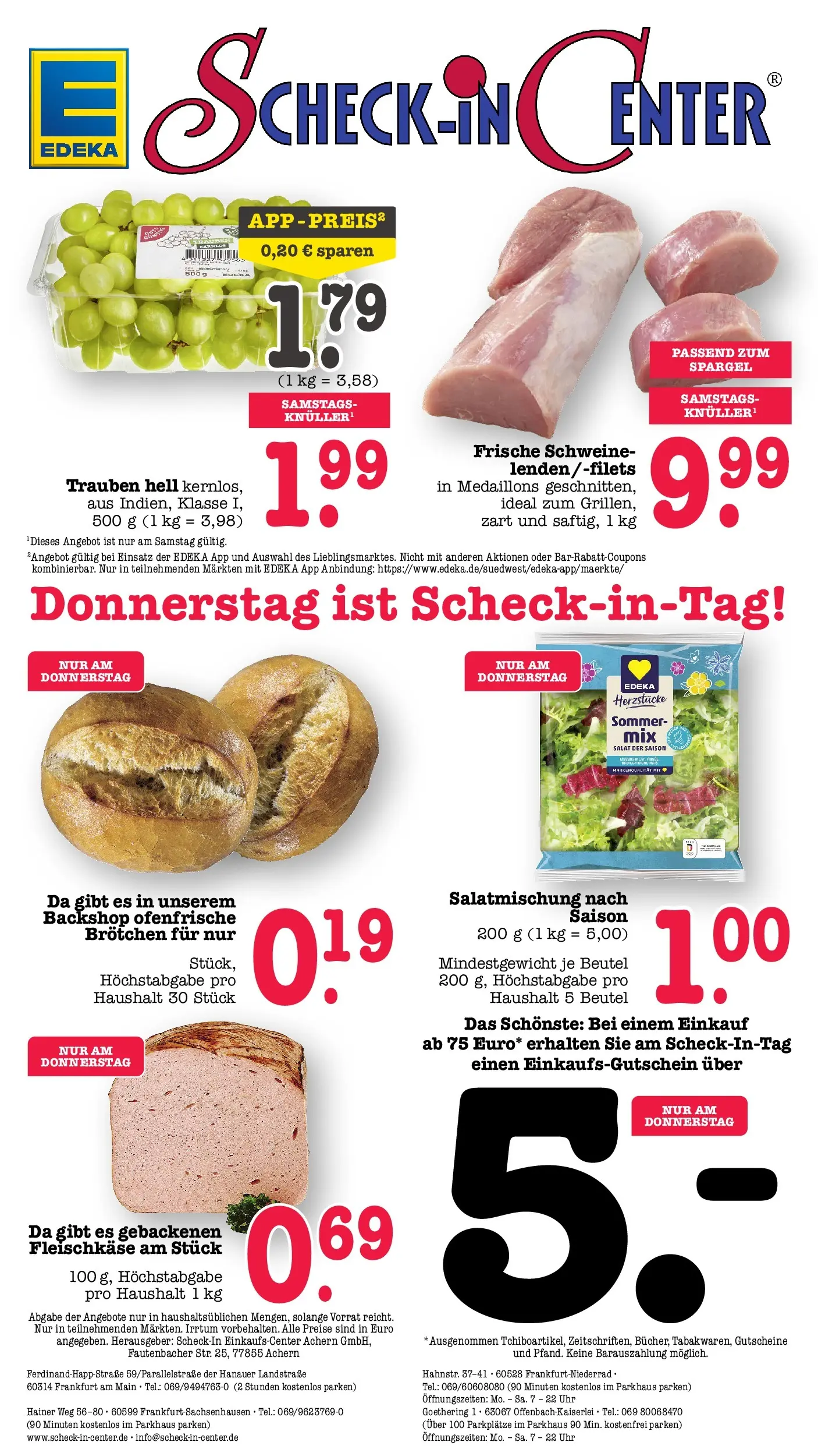 E center Prospekt Frankfurt-Sachsenhausen	 (ab 04.05.2026) zum Blättern | Seite: 74 | Produkte: Trauben, Spargel, Salat, Uhr