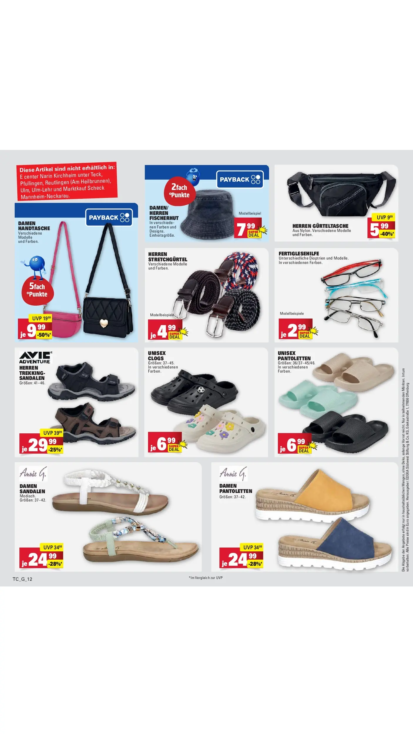E center Prospekt Mainz-Weisenau	 (ab 03.05.2026) zum Blättern | Seite: 89 | Produkte: Sandalen, Handtasche