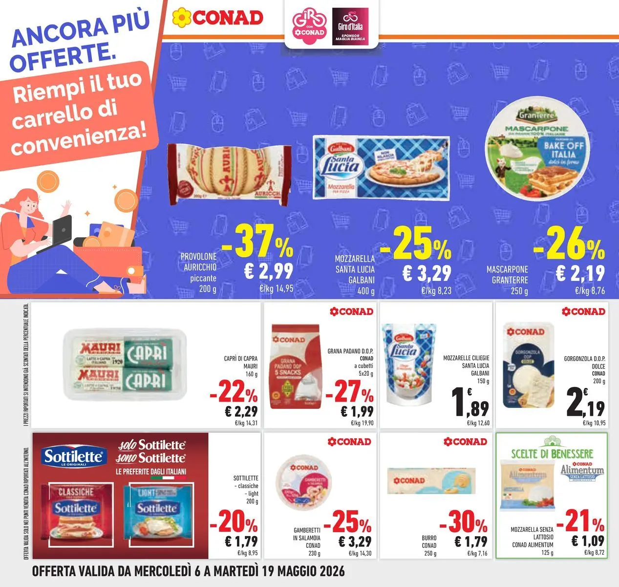 Volantino Conad dal 05/05/2026 > Anteprima | Pagina: 27 | Prodotti: Provolone, Mozzarella, Carrello, Mascarpone