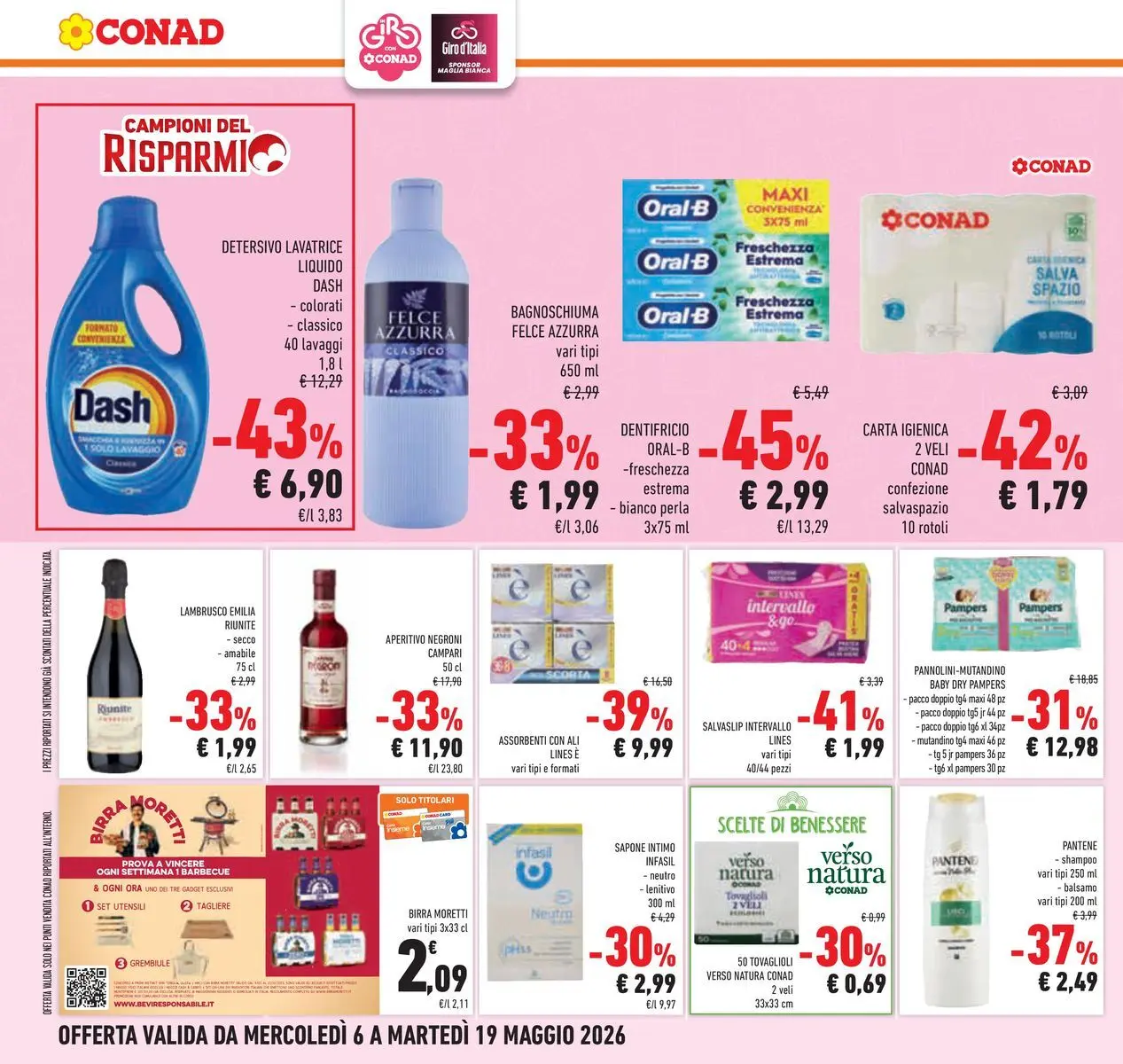 Volantino Conad dal 05/05/2026 > Anteprima | Pagina: 68 | Prodotti: Carta igienica, Birra Moretti, Pampers, Tagliere