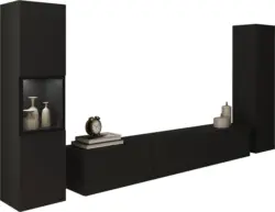 Wohnwand Berlin Schwarz ca. 240x130x31cm