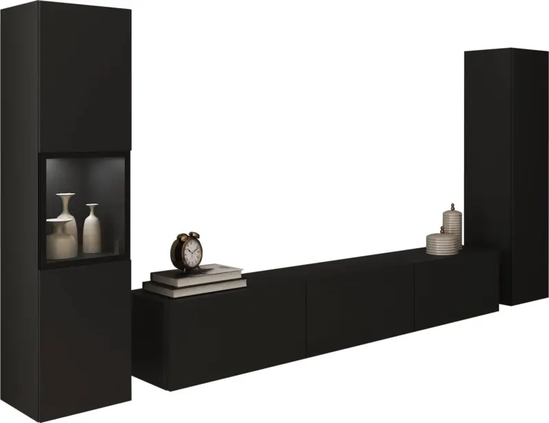 Wohnwand Berlin Schwarz ca. 240x130x31cm